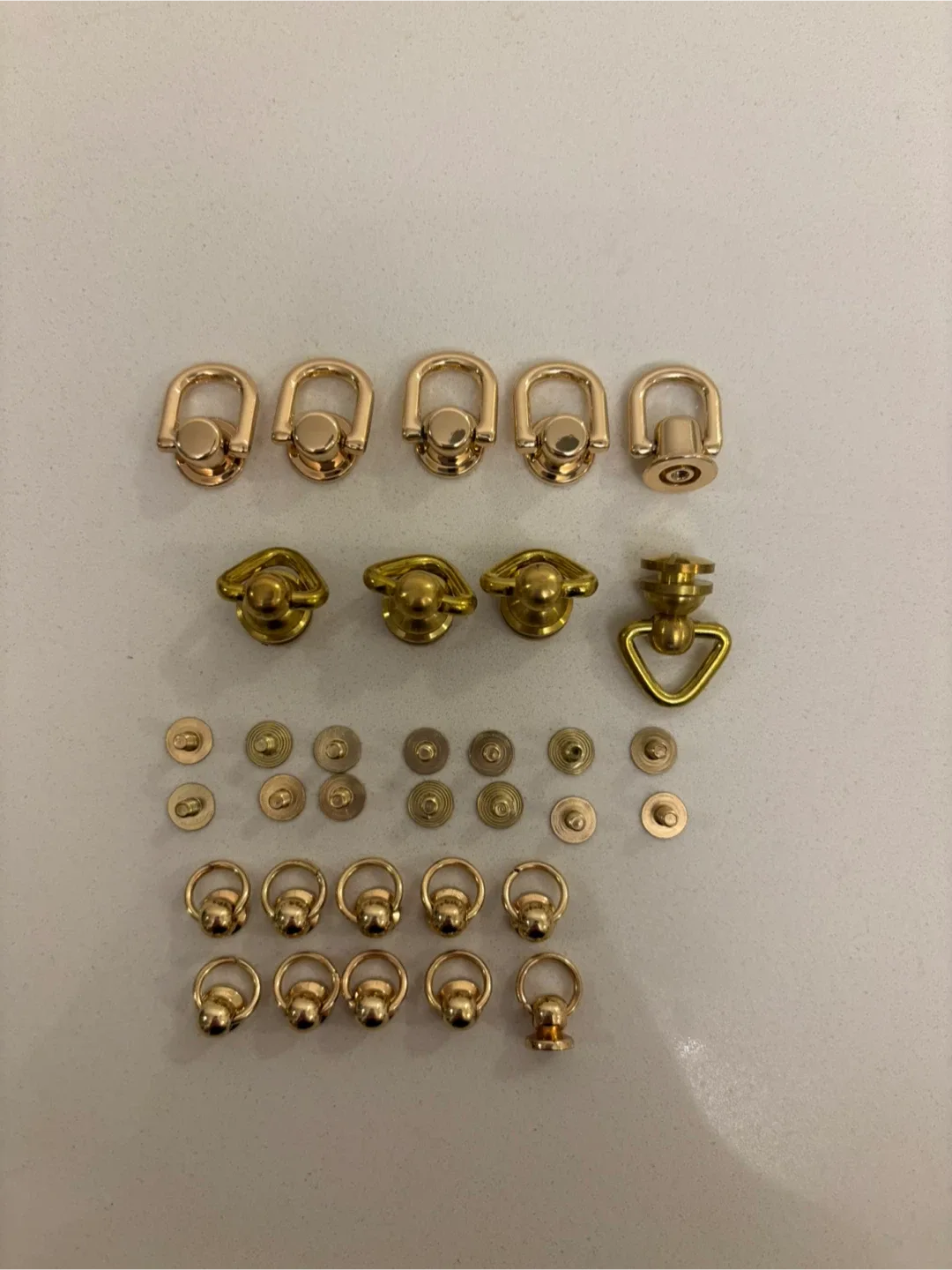 19 D Rings Brass Studs - Gold Coloured Bag Hardware Set thumbnail