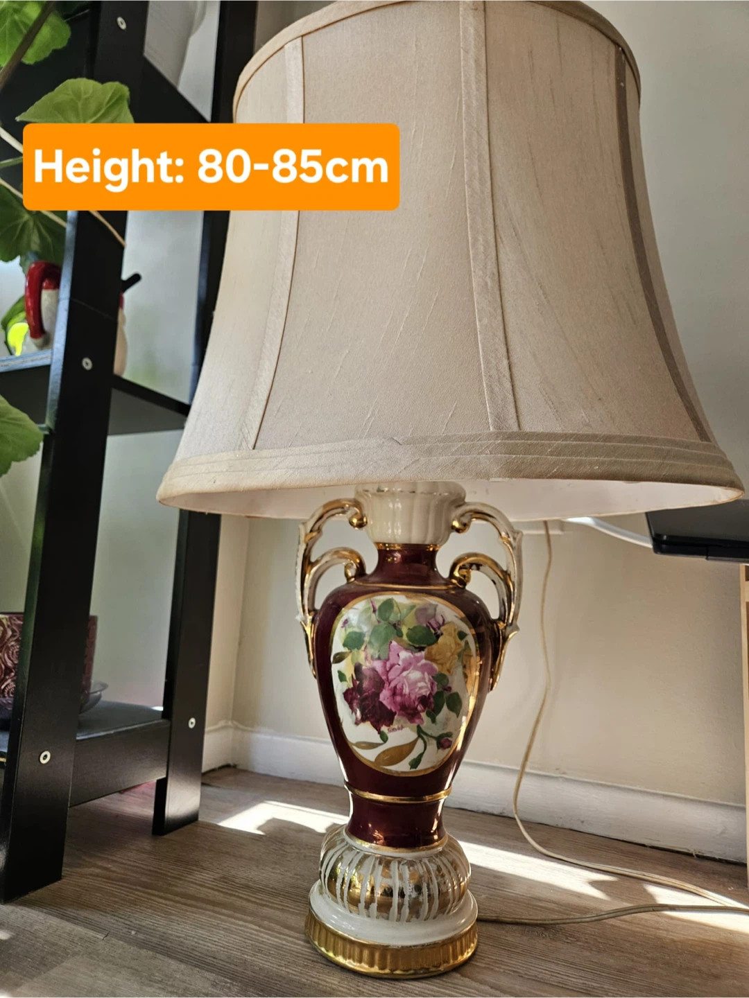 Vintage Floral Vase Table Lamp, 80-85cm