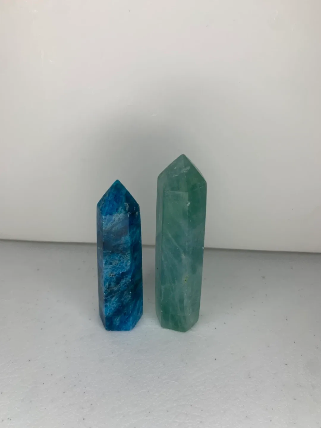 Blue Apatite & Green Fluorite Crystal Points thumbnail