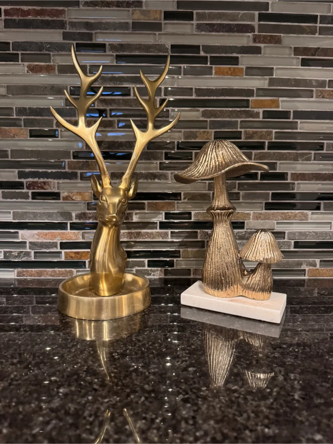 Gold Deer and Mushroom Decor Set thumbnail