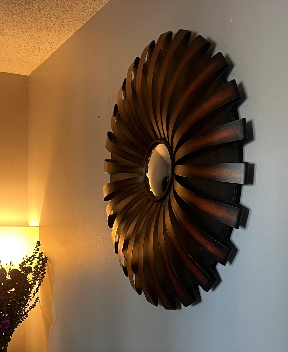 Large Pier 1 Import Round Sunburst Accent Metal Mirror