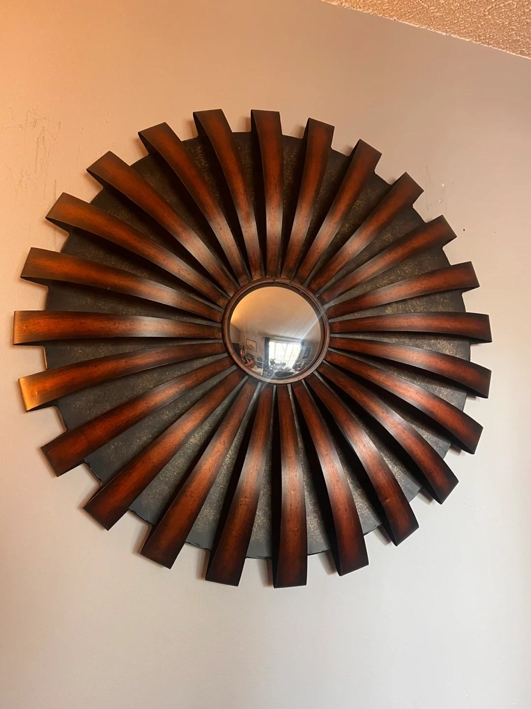 Large Pier 1 Import Round Sunburst Accent Metal Mirror - photo 3
