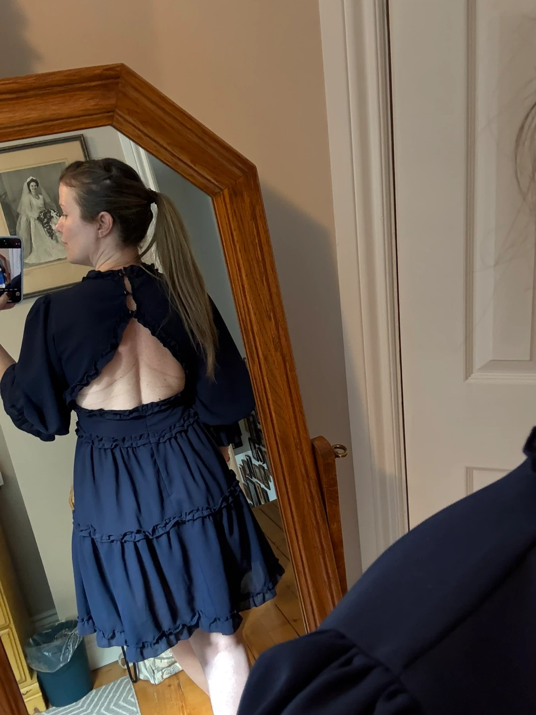 Navy Blue Ruffle Mini Dress - photo 2