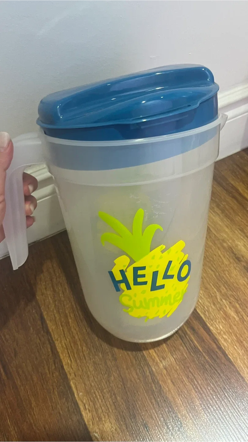 Plastic Pitcher with Lid - Hello Summer Design thumbnail