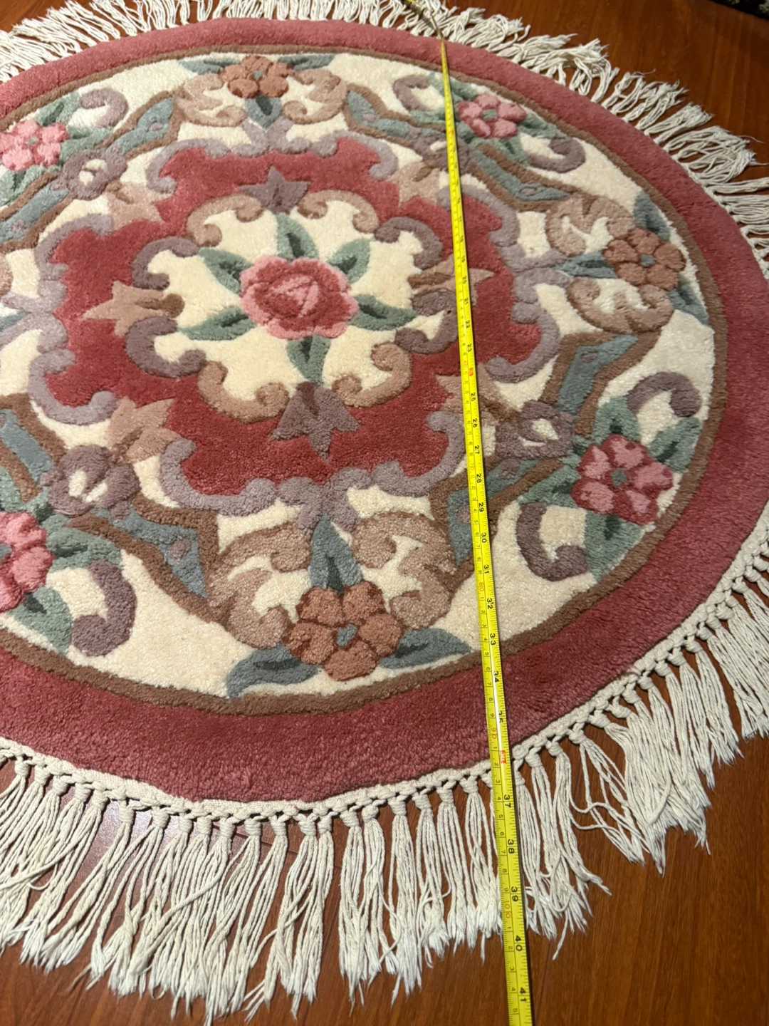Round Floral Rug with Fringe - photo 2