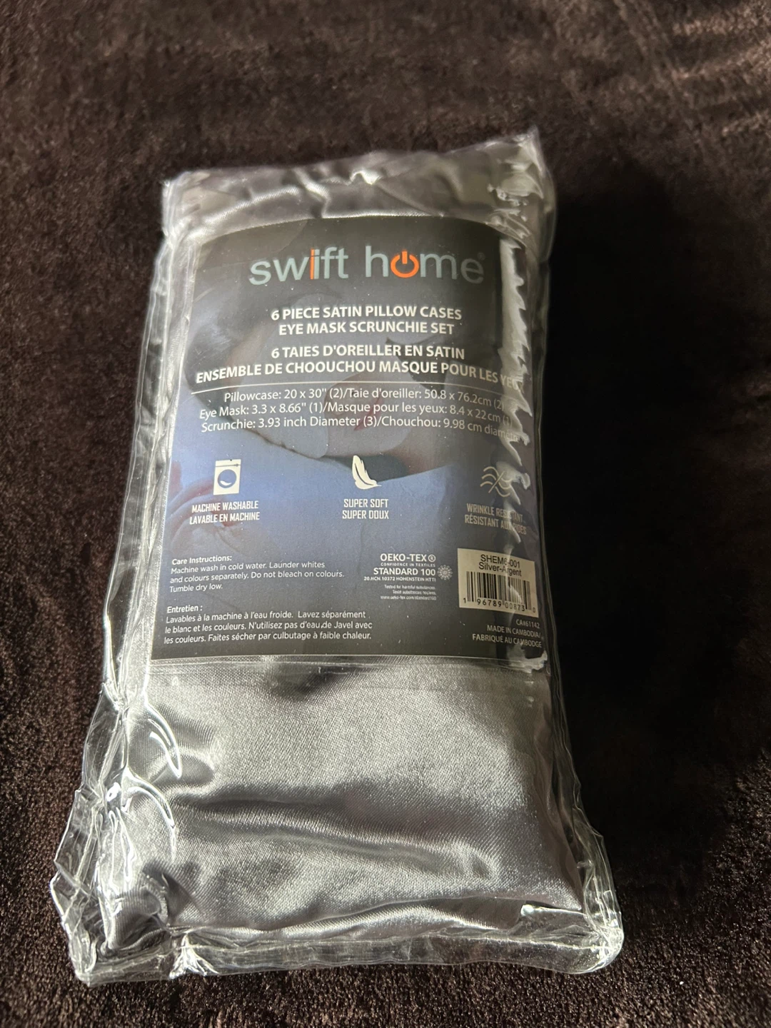 Swift Home 6-Piece Satin Pillowcases, Eye Mask & Scrunchie Set