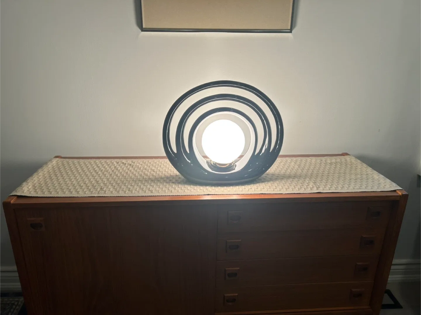 Mid-Century Modern Art Deco Circular Three Halo Globe Table Lamp image indicator(2)