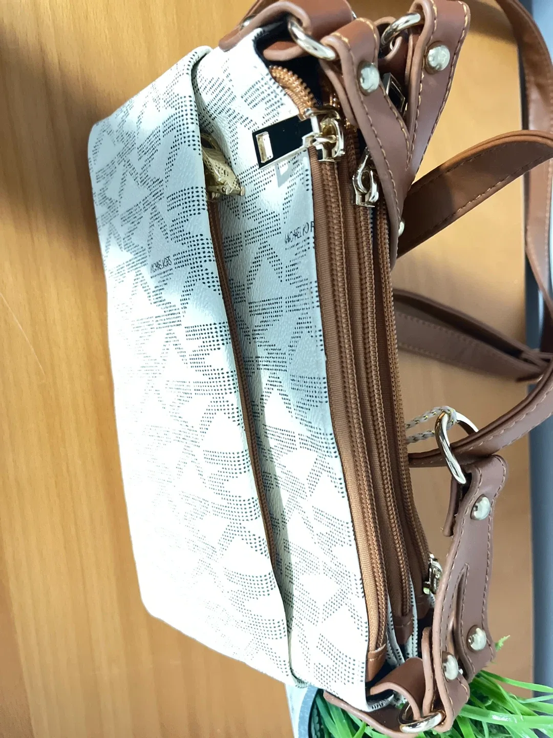 Michael Kors Cream & Brown Crossbody Bag image indicator(2)