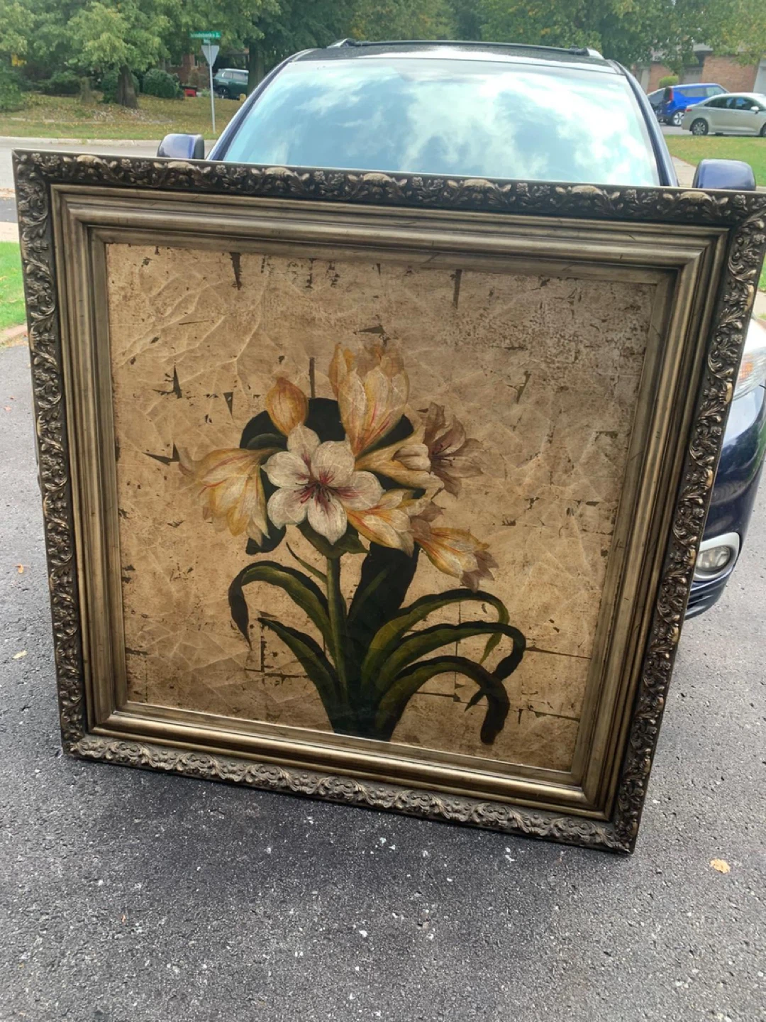Floral Wall Art with Ornate Frame