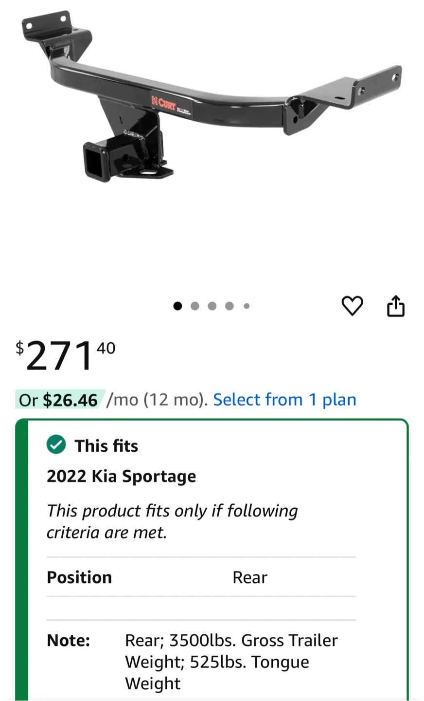 CURT 13281 Class 3 Trailer Hitch for Kia Sportage image indicator(7)