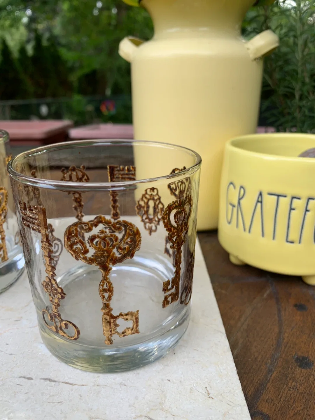 Libbey Glass Tumblers with Gold Skeleton Key Design image indicator(3)