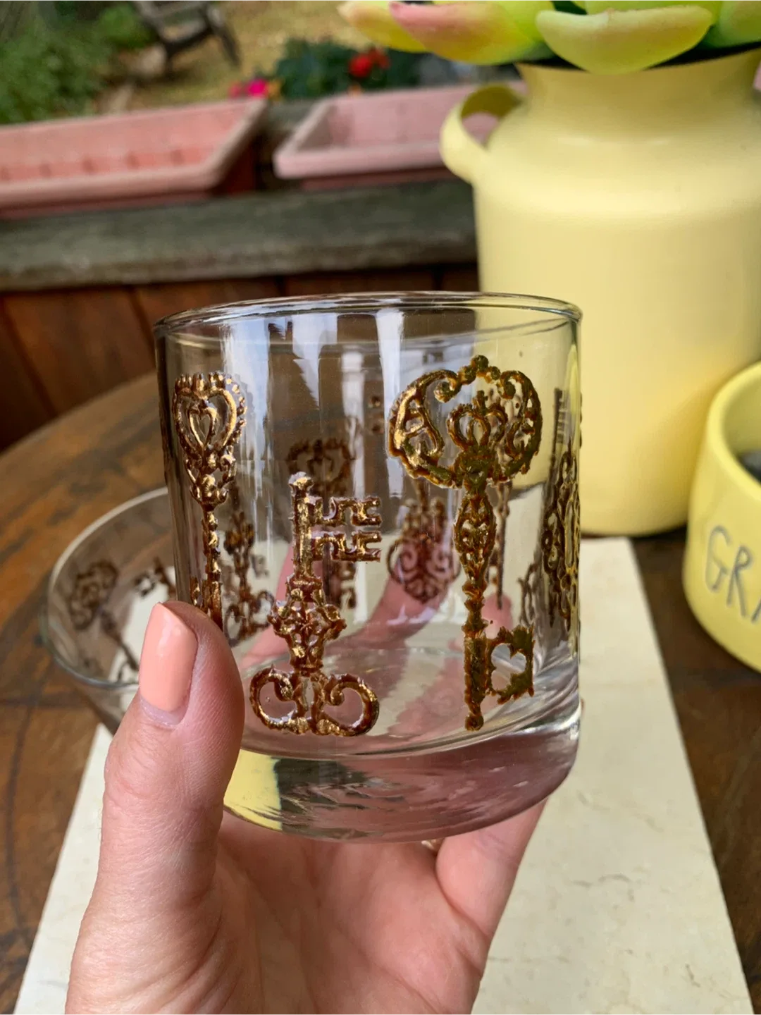 Libbey Glass Tumblers with Gold Skeleton Key Design image indicator(4)