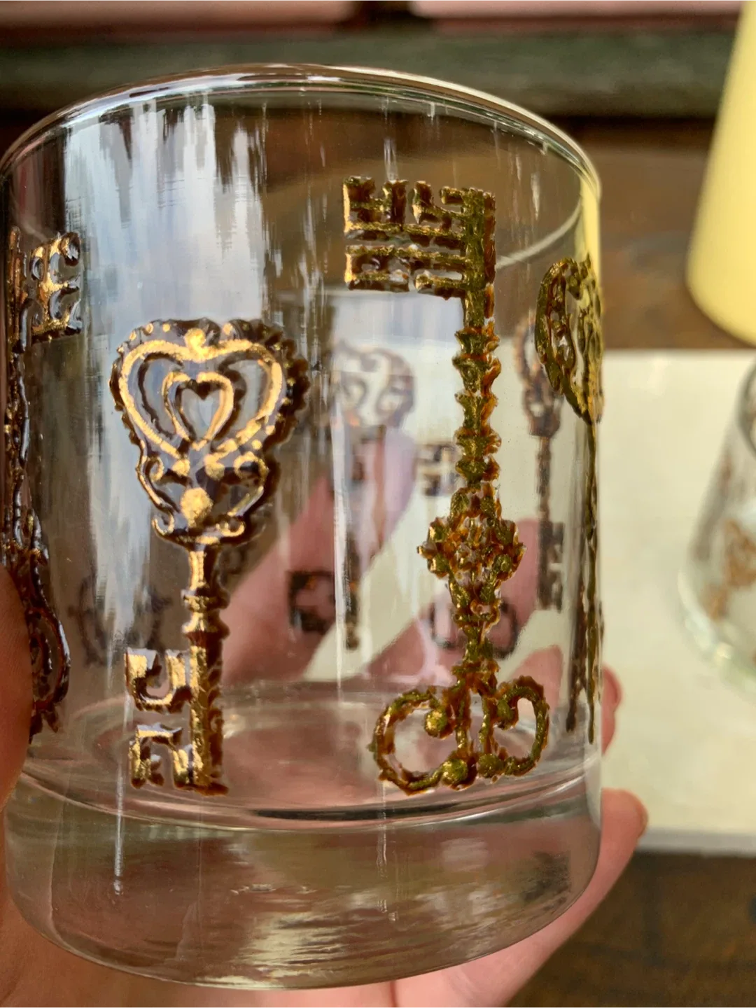 Libbey Glass Tumblers with Gold Skeleton Key Design image indicator(7)