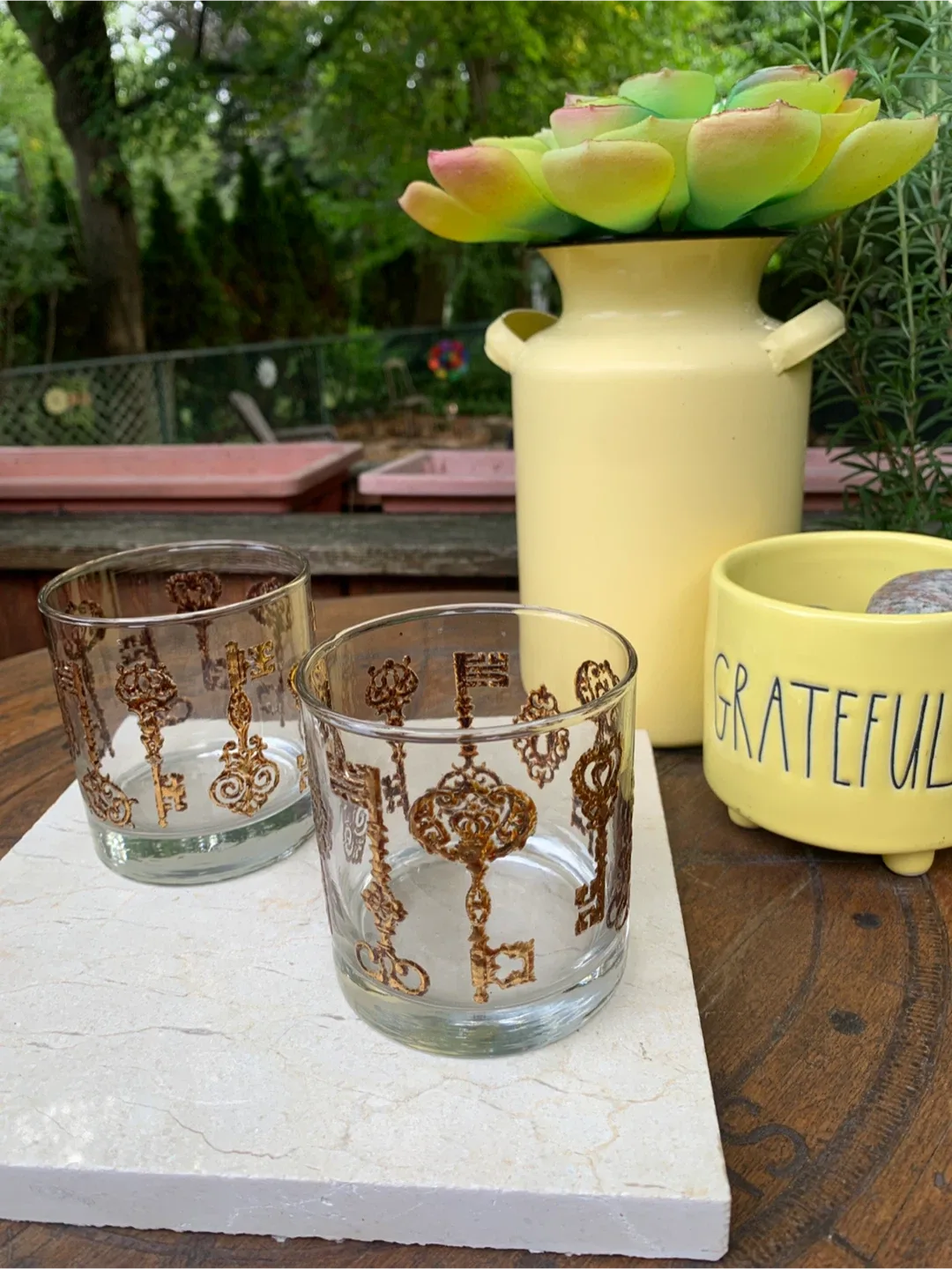 Libbey Glass Tumblers with Gold Skeleton Key Design image indicator(8)