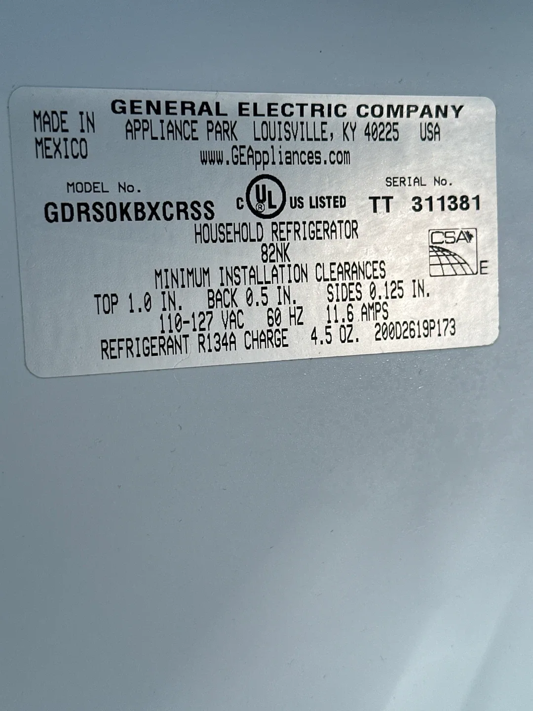 GE Household Refrigerator GDRS0KBXCRSS image indicator(5)