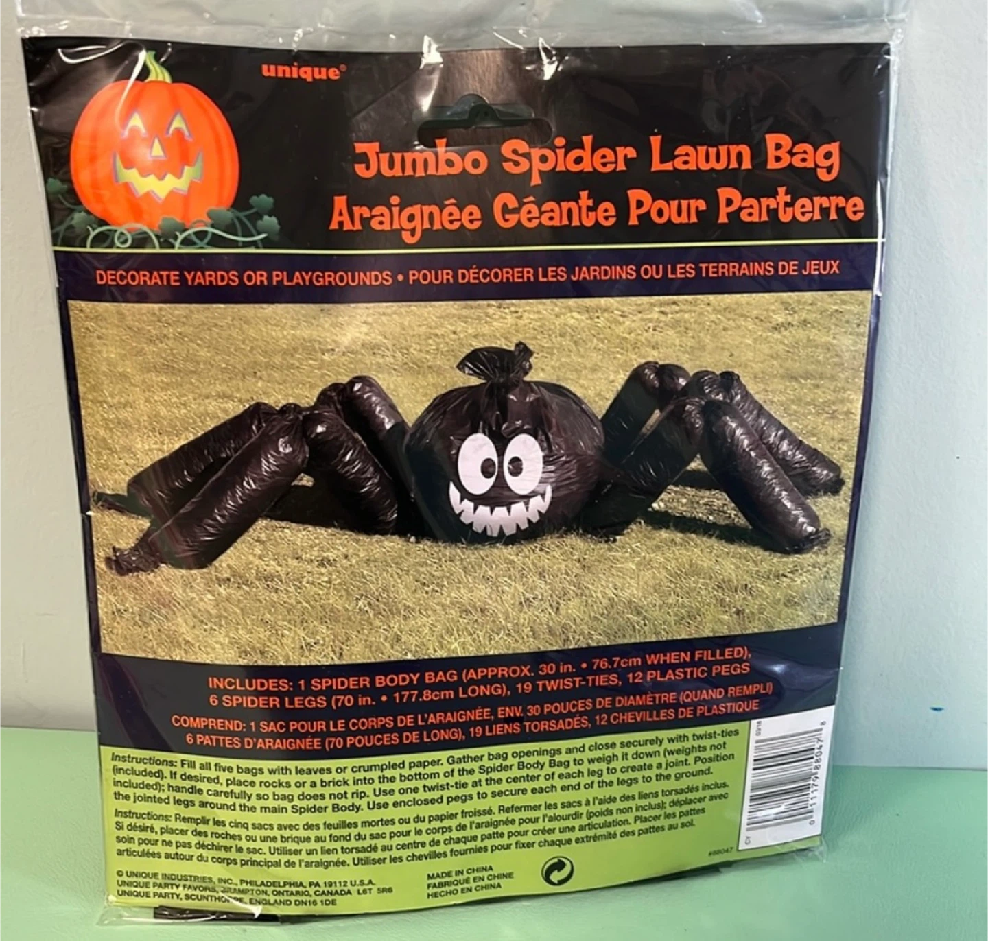 Jumbo Spider Lawn Bag, Decorative Yard Ornament