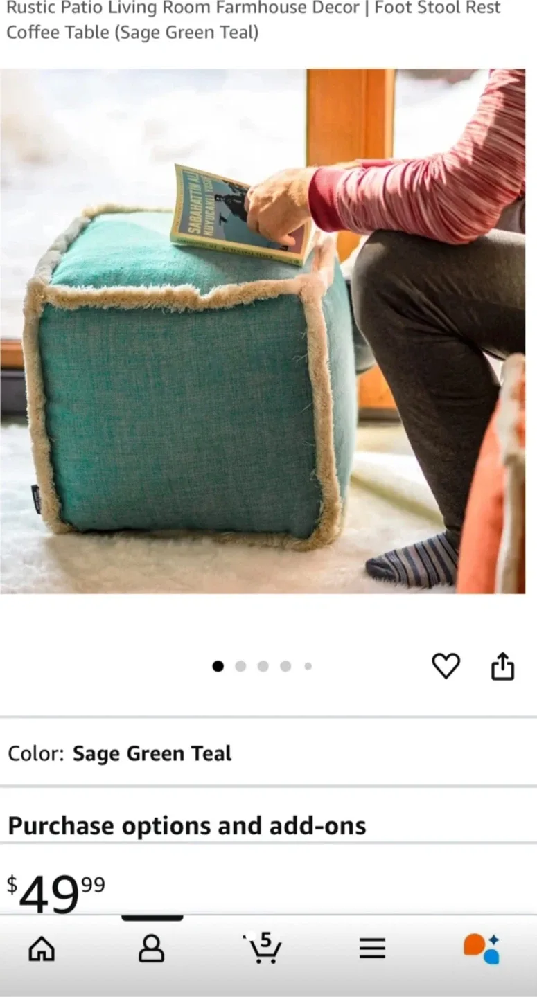 Rustic Farmhouse Decor Foot Stool - Coral image indicator(3)