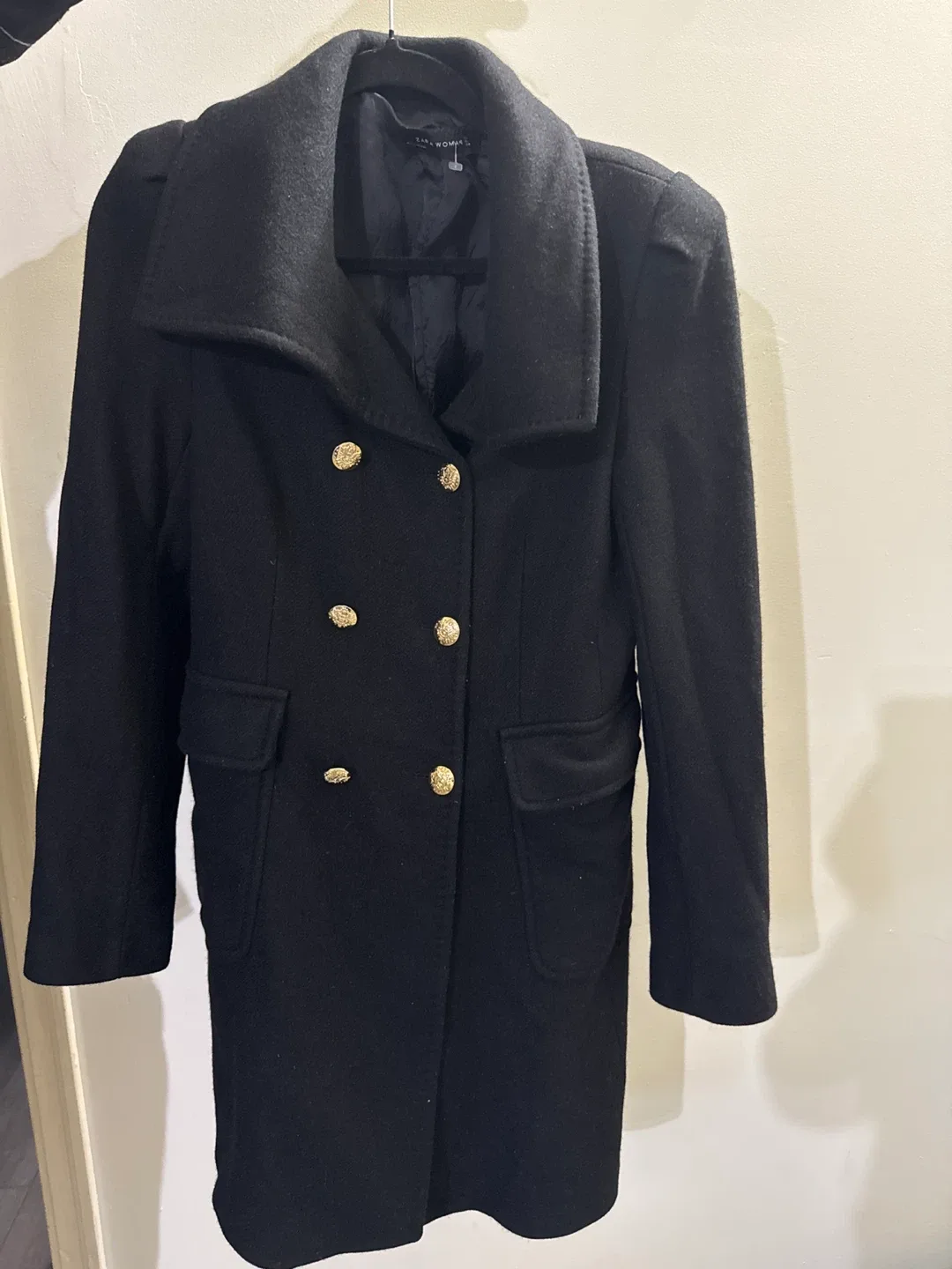 Zara Woman Black Coat - Size L thumbnail