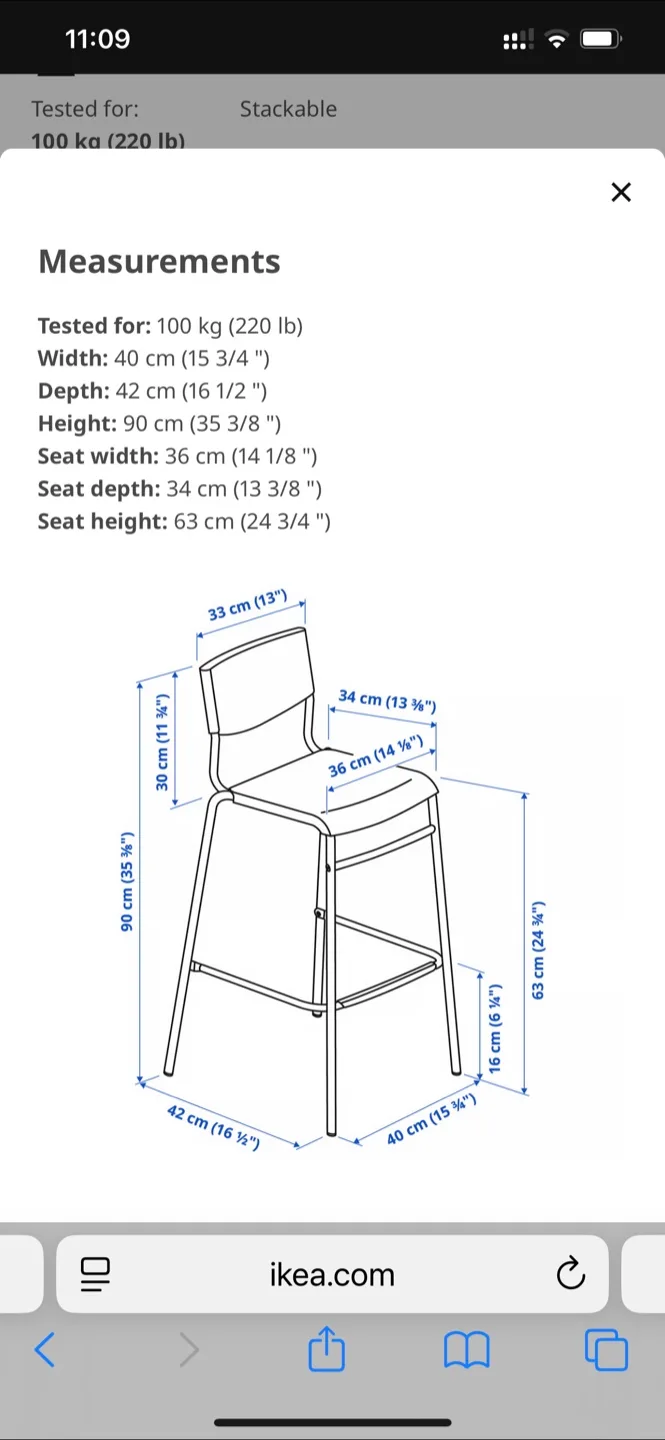 IKEA Franklin Bar Stool - Black image indicator(5)