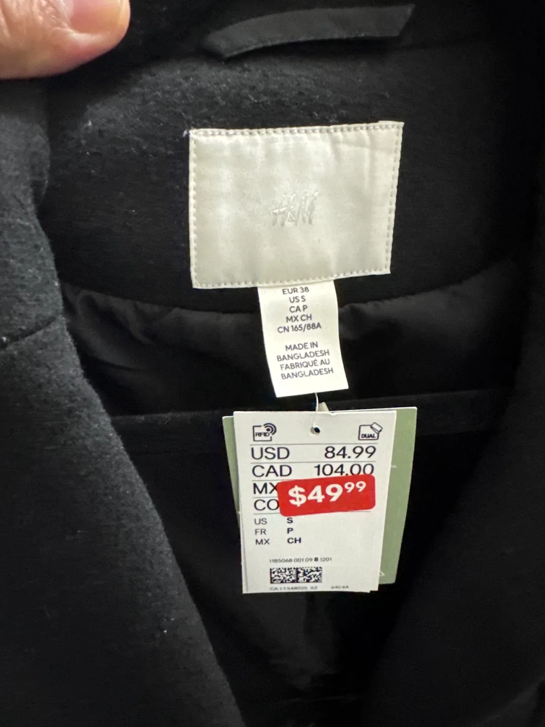 H&M Black Coat - Size S image indicator(3)