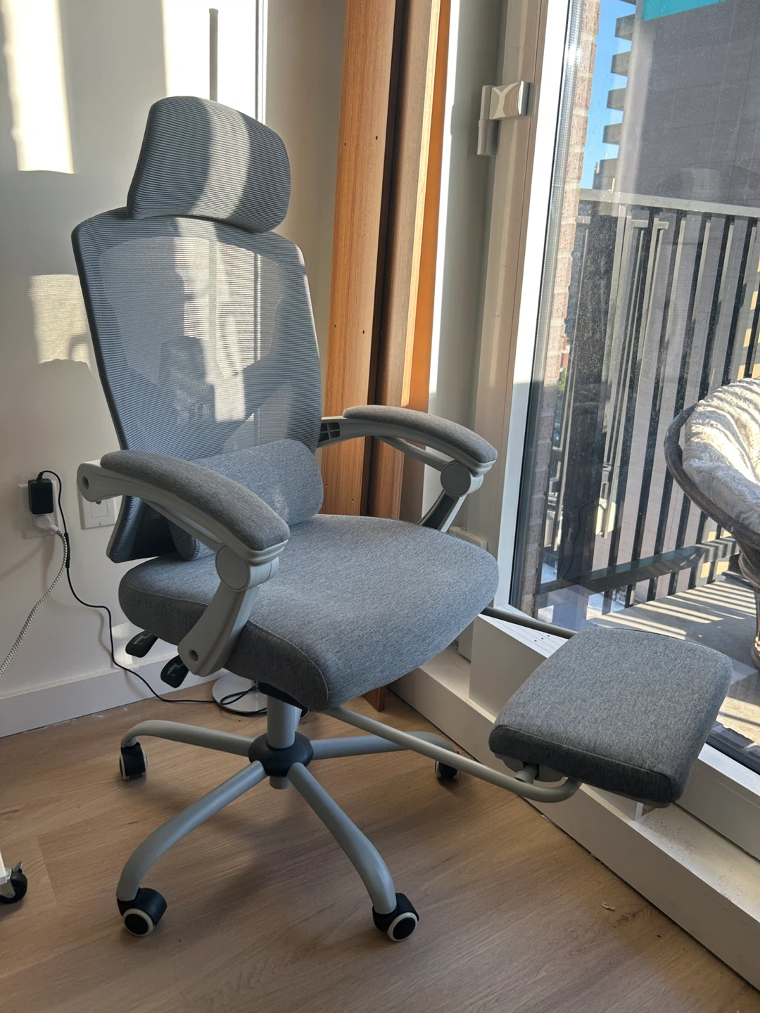 Gray Ergonomic Office Chair with Footrest - photo 2
