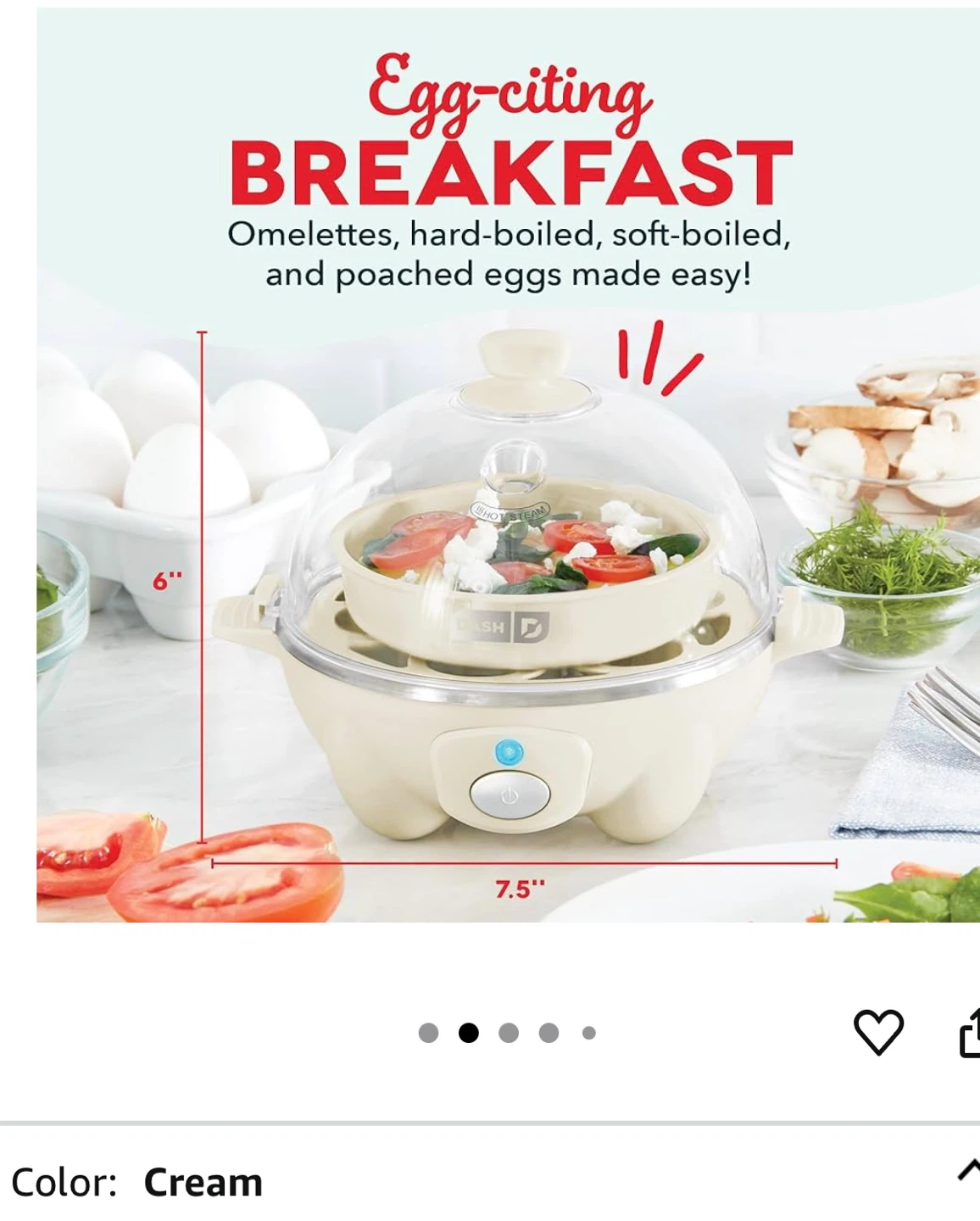 DASH Rapid Egg Cooker: 7 Egg Capacity - Cream - photo 5
