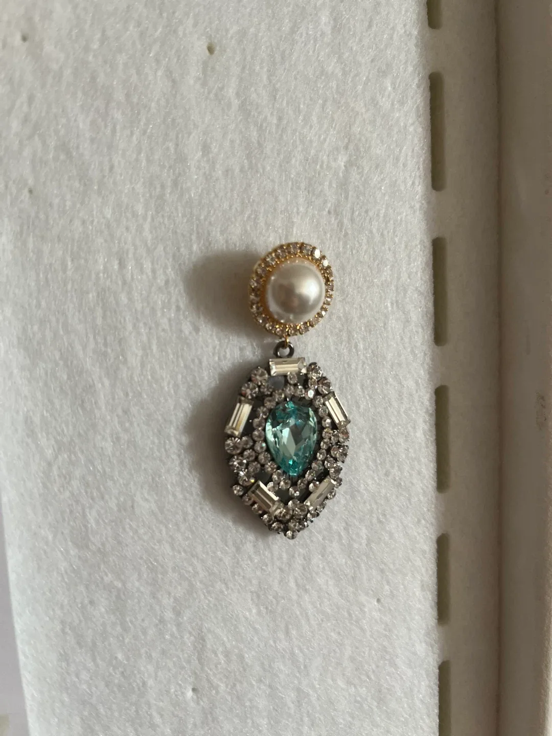 Drop Earrings with Pearl and Aqua Stone image indicator(2)