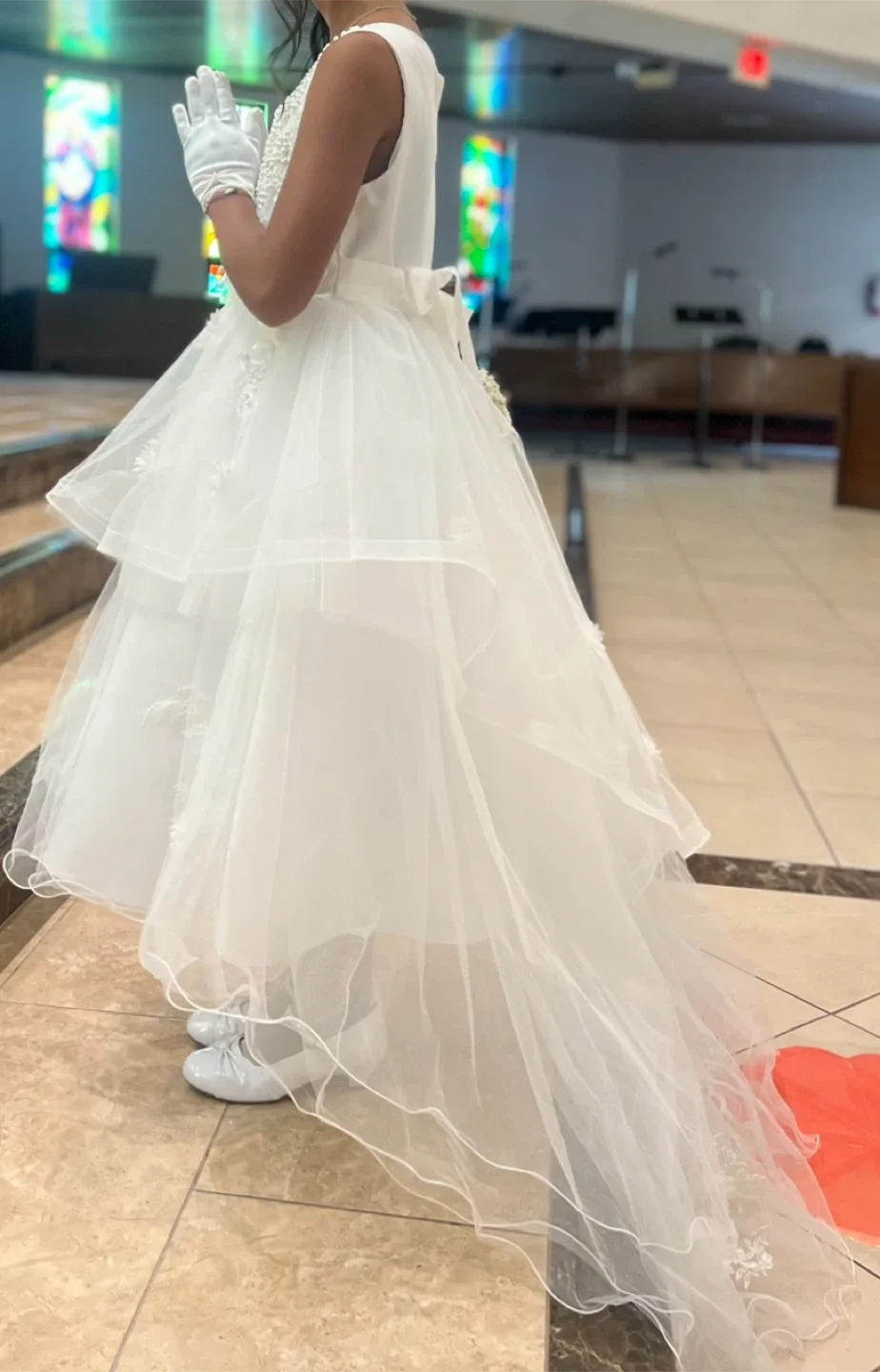 White Floral Girl Dress image indicator(4)