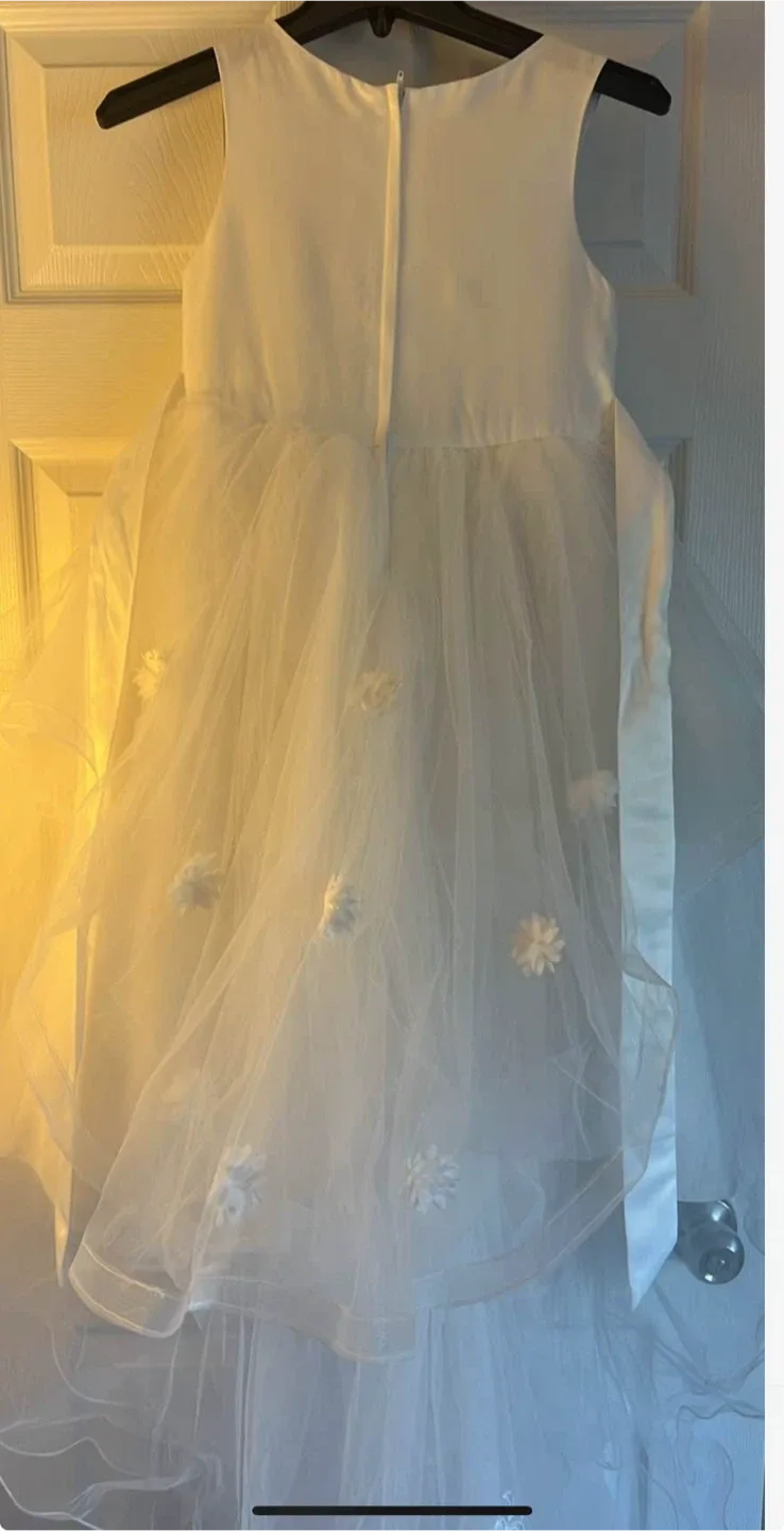 White Floral Girl Dress image indicator(2)