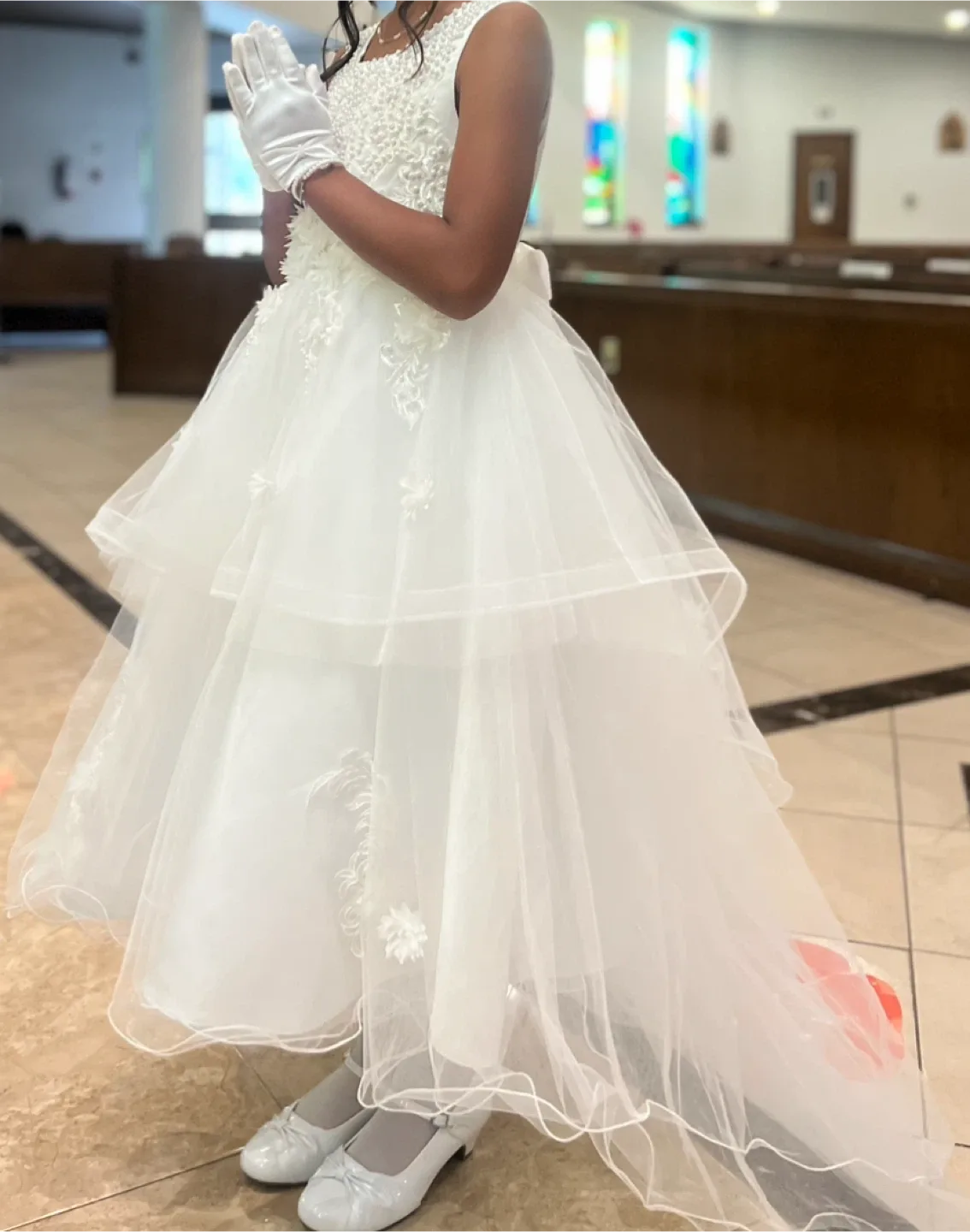 White Floral Girl Dress image indicator(5)