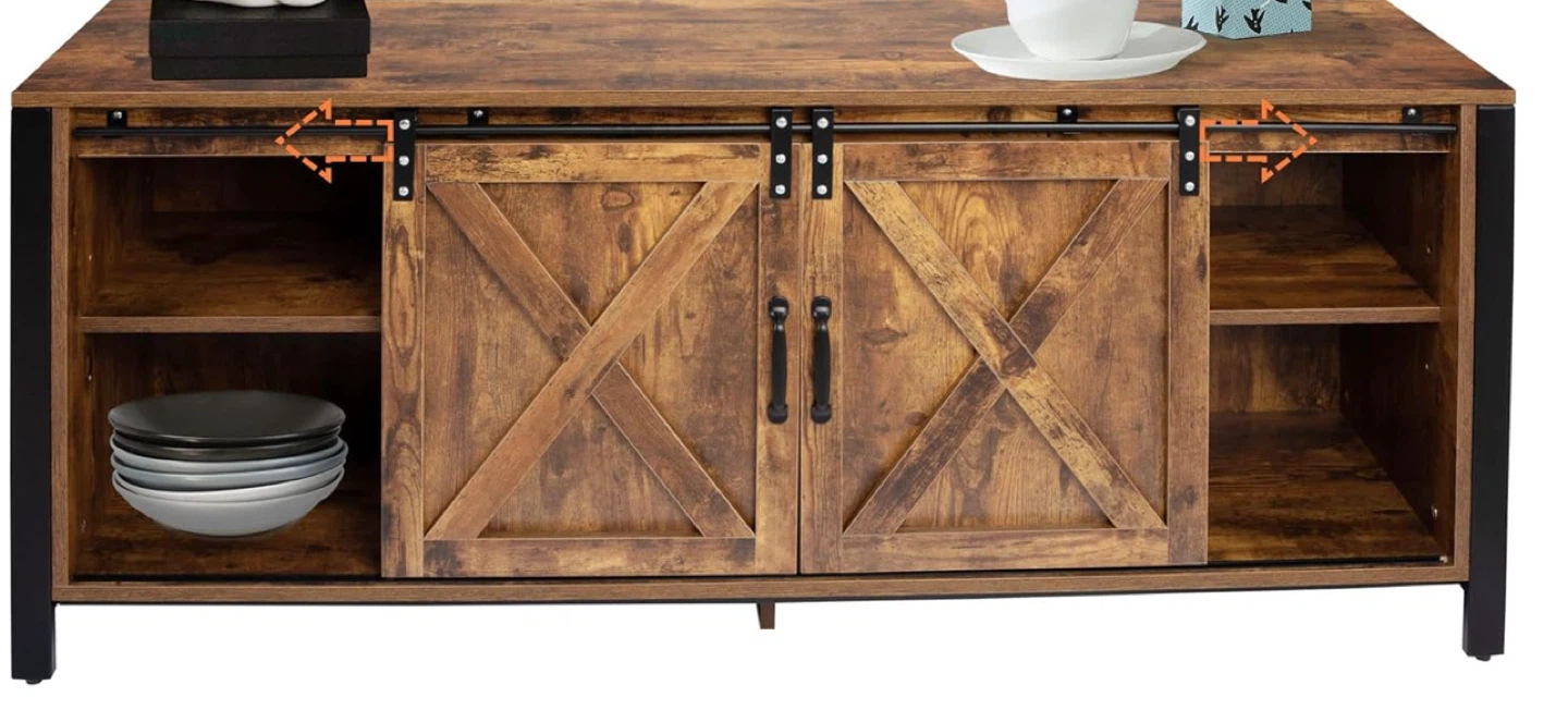 Rustic Brown Media Console with Barn Doors