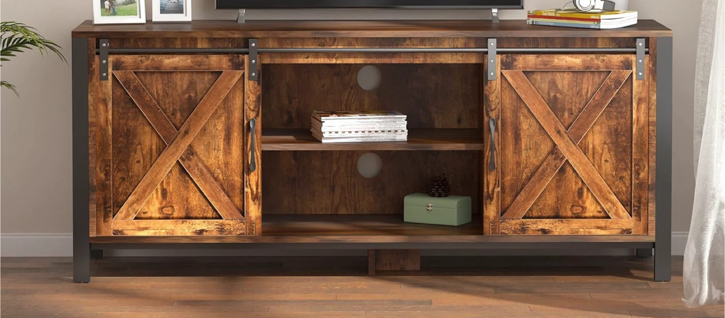 Rustic Brown Media Console with Barn Doors - photo 3