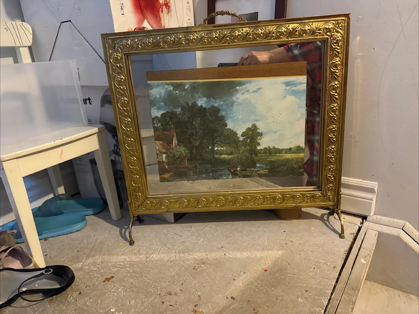 Vintage Ornate Gold Framed Fireplace Screen image indicator(3)