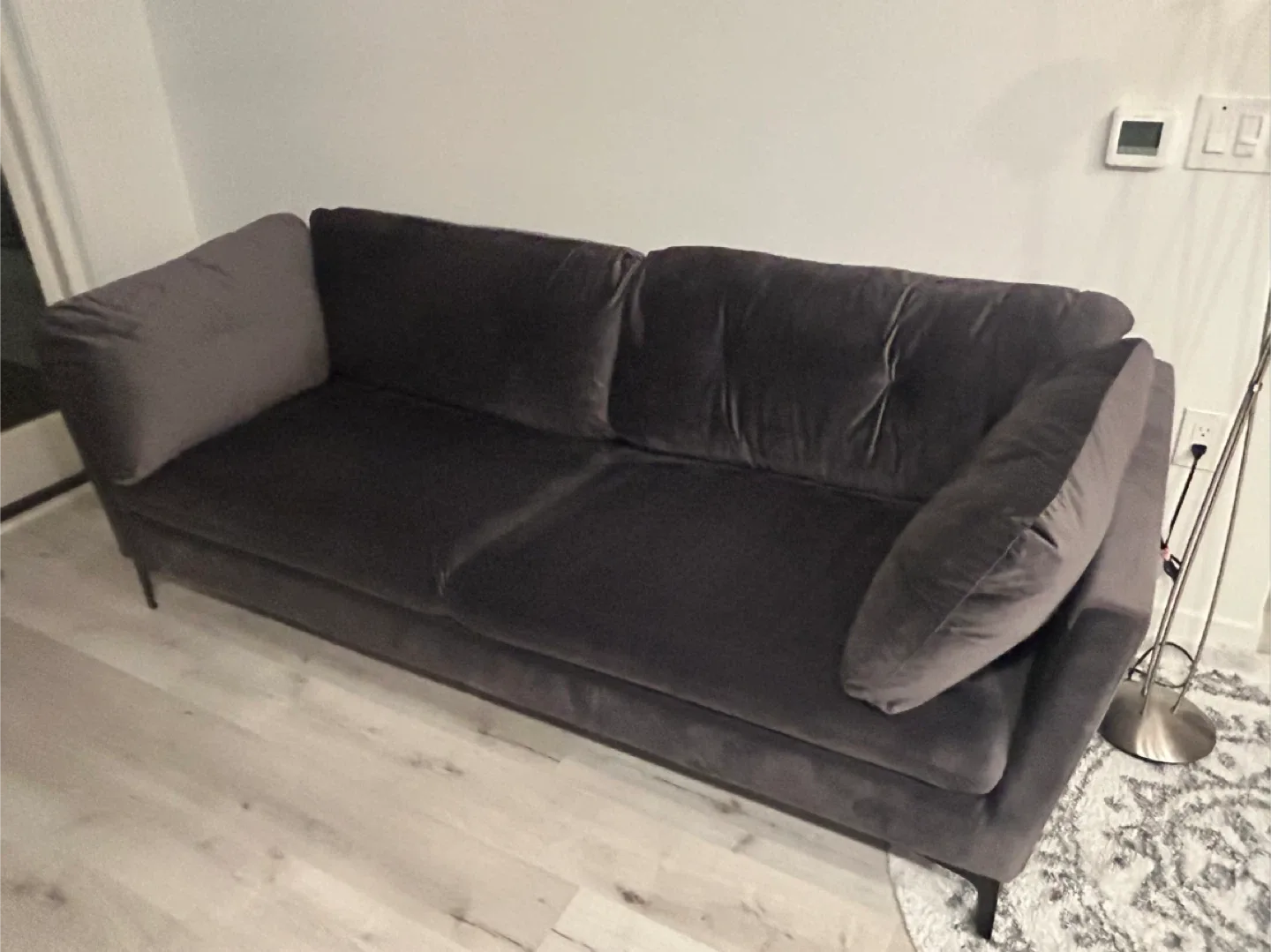 Wazo Moreno Grey Velvet Sofa image indicator(8)