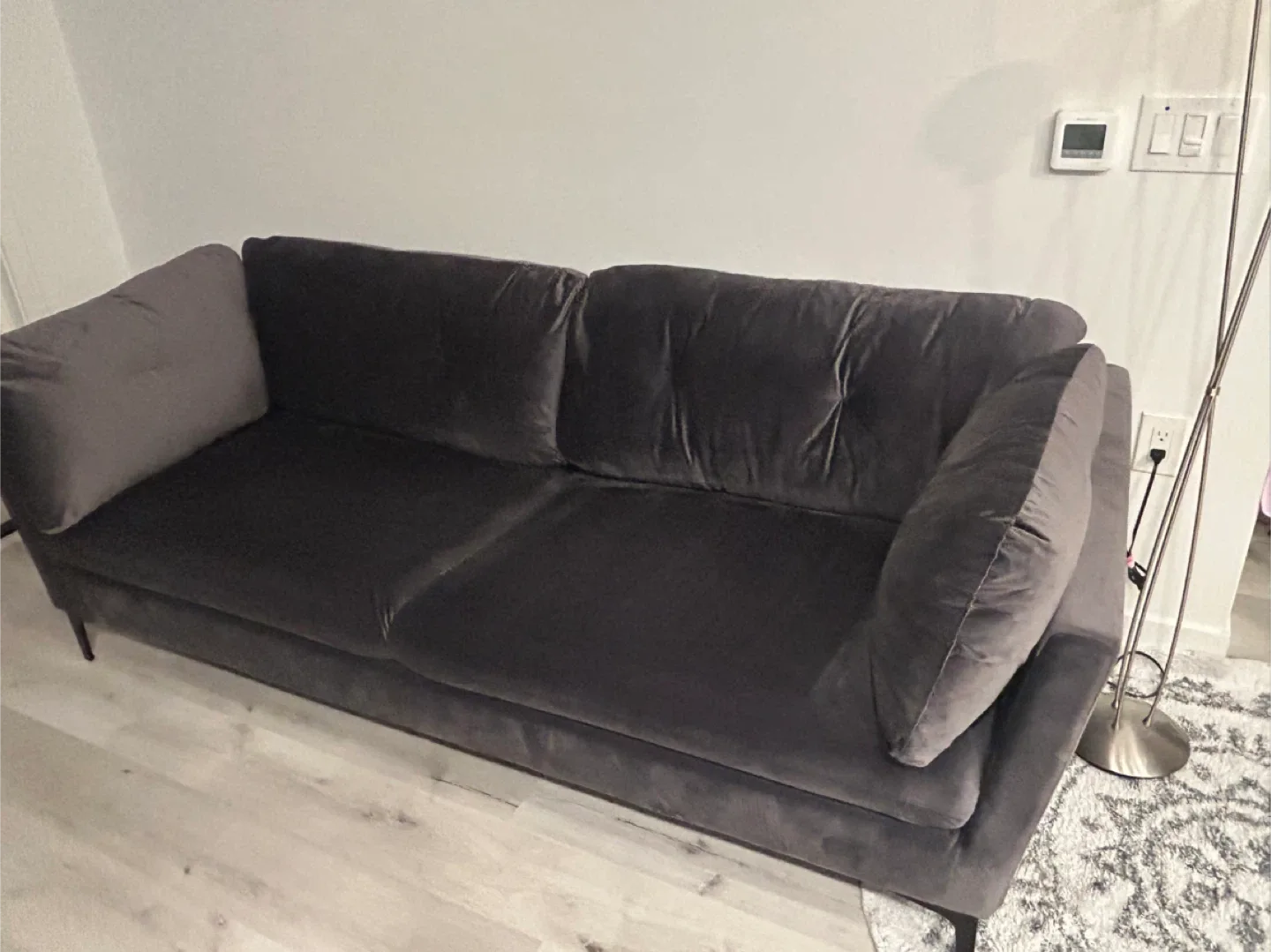 Wazo Moreno Grey Velvet Sofa image indicator(7)