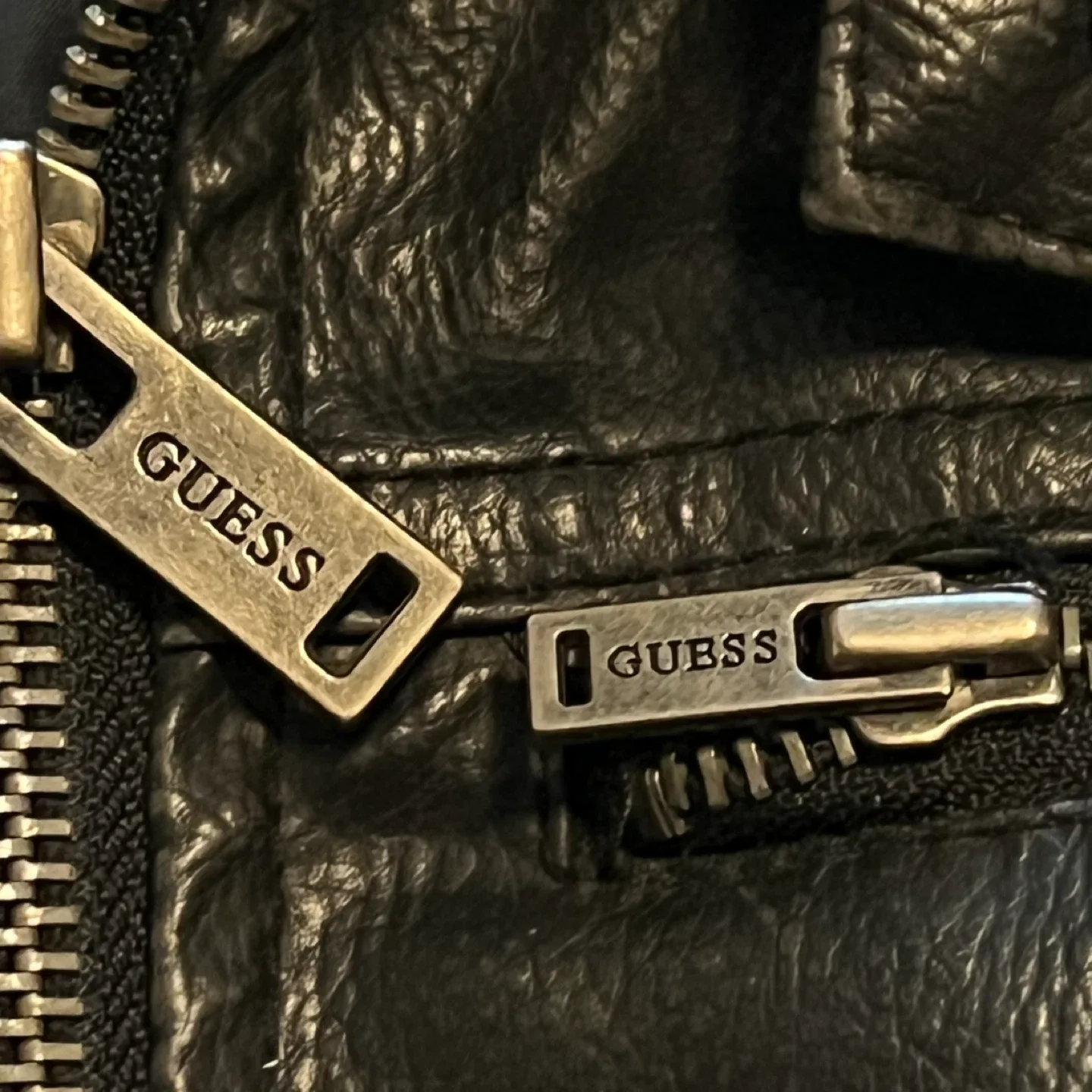 Guess Black Leather Jacket Size S image indicator(4)