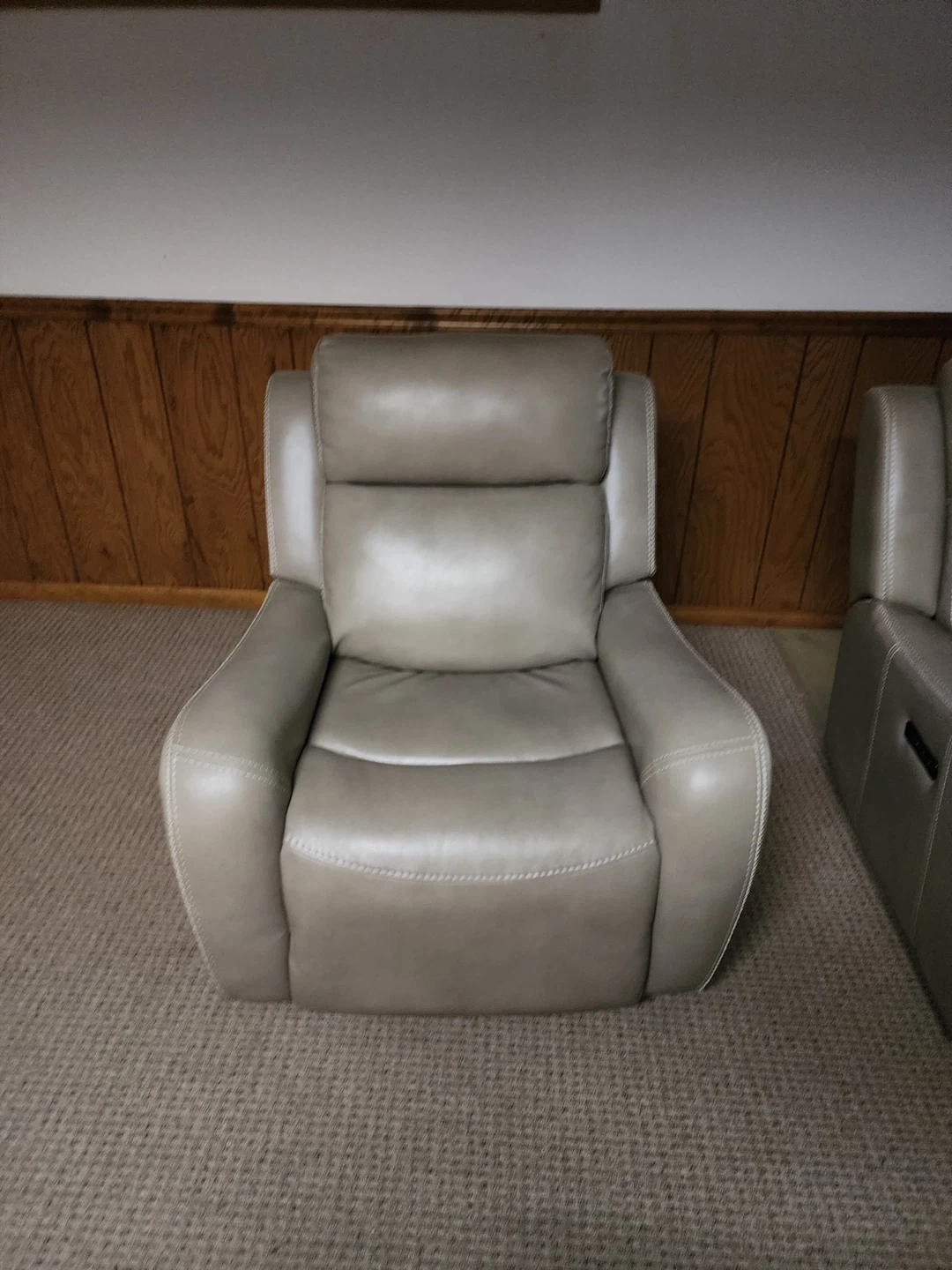 Leather Recliner Chair - Gray - photo 3
