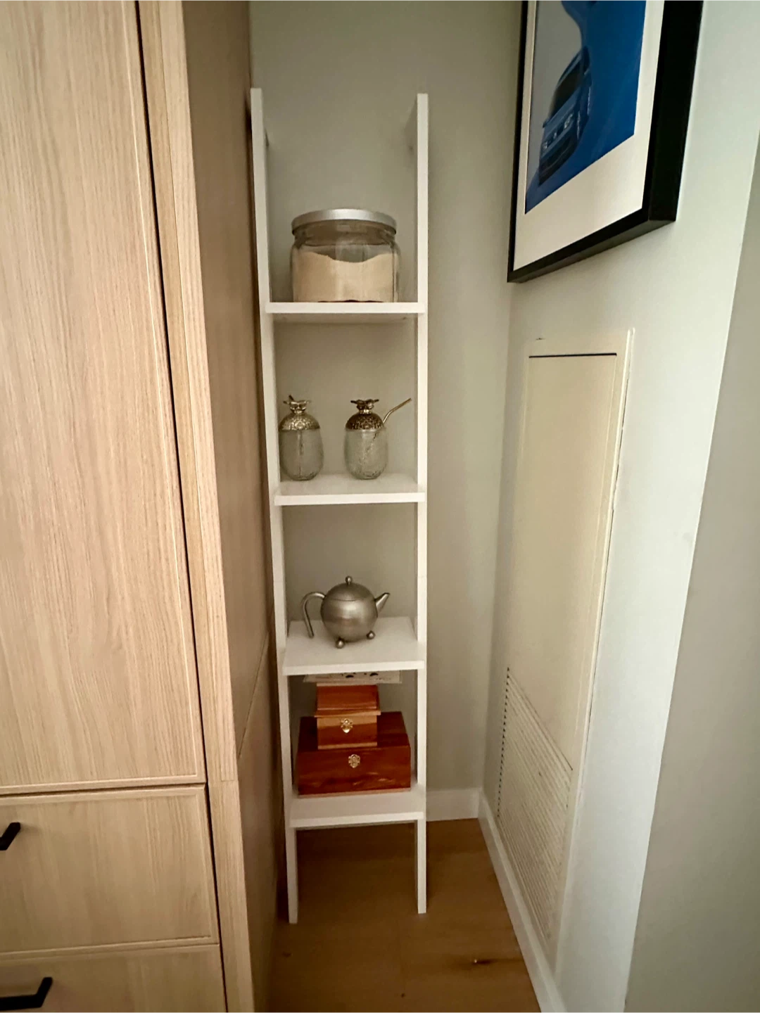 Crate & Barrel Sawyer White Leaning Bookcase