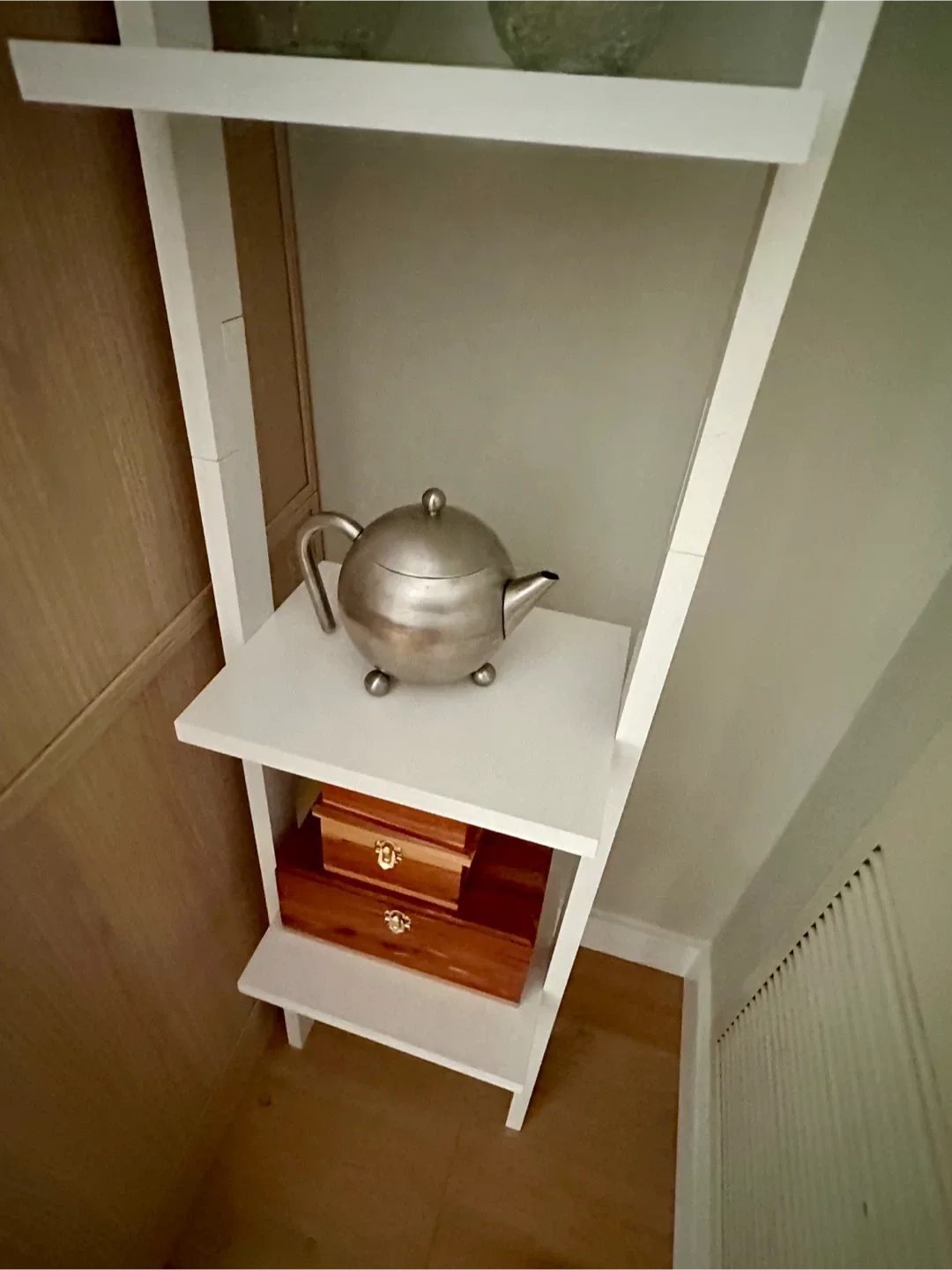 Crate & Barrel Sawyer White Leaning Bookcase image indicator(3)