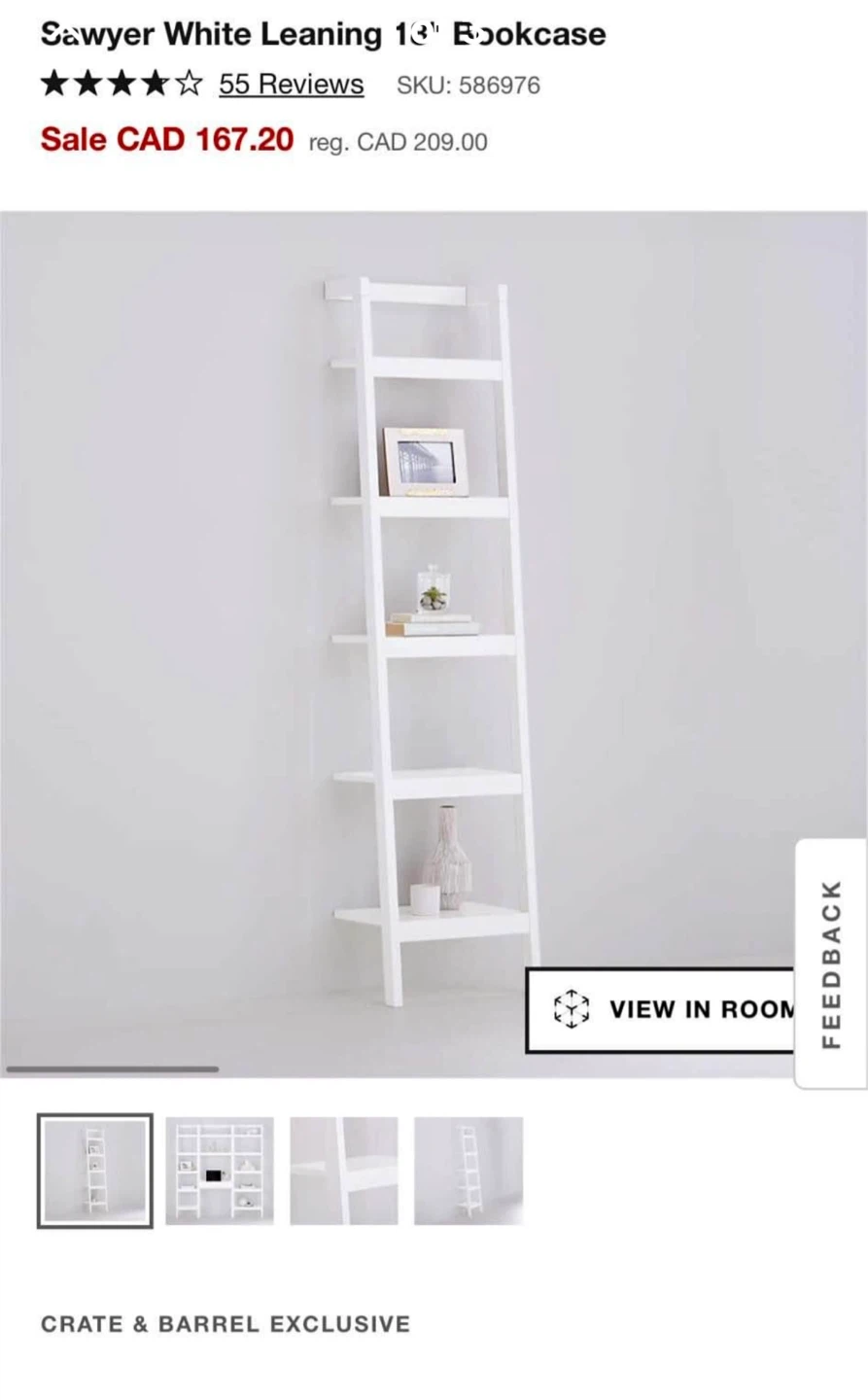 Crate & Barrel Sawyer White Leaning Bookcase - photo 4