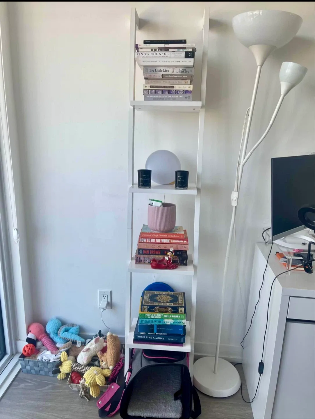 Crate & Barrel Sawyer White Leaning Bookcase image indicator(6)