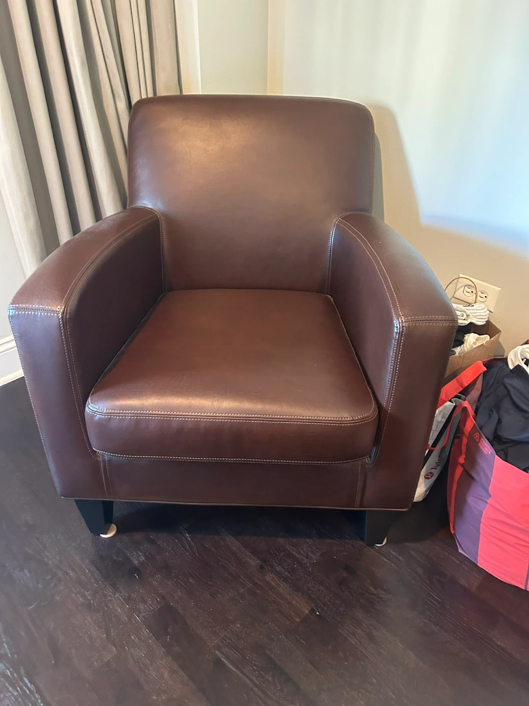 Vegan Leather Armchair & Ottoman
