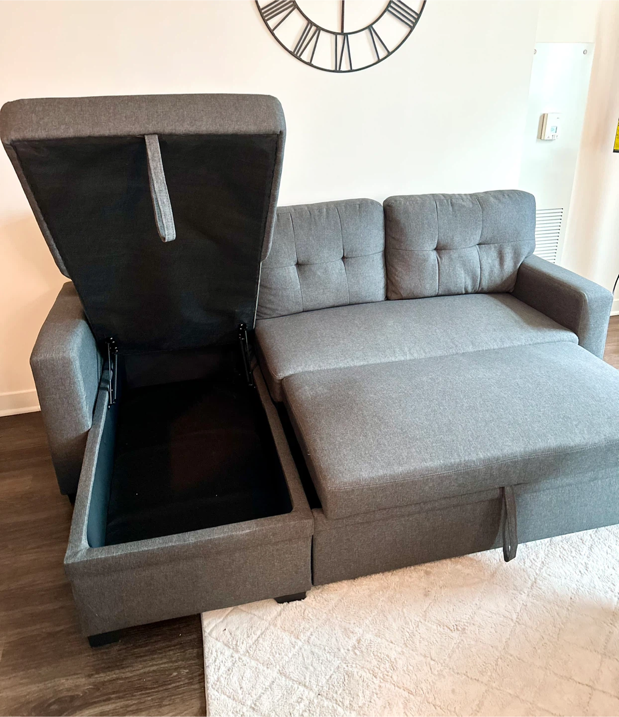 Gray Sectional Sleeper Sofa with Storage - photo 4