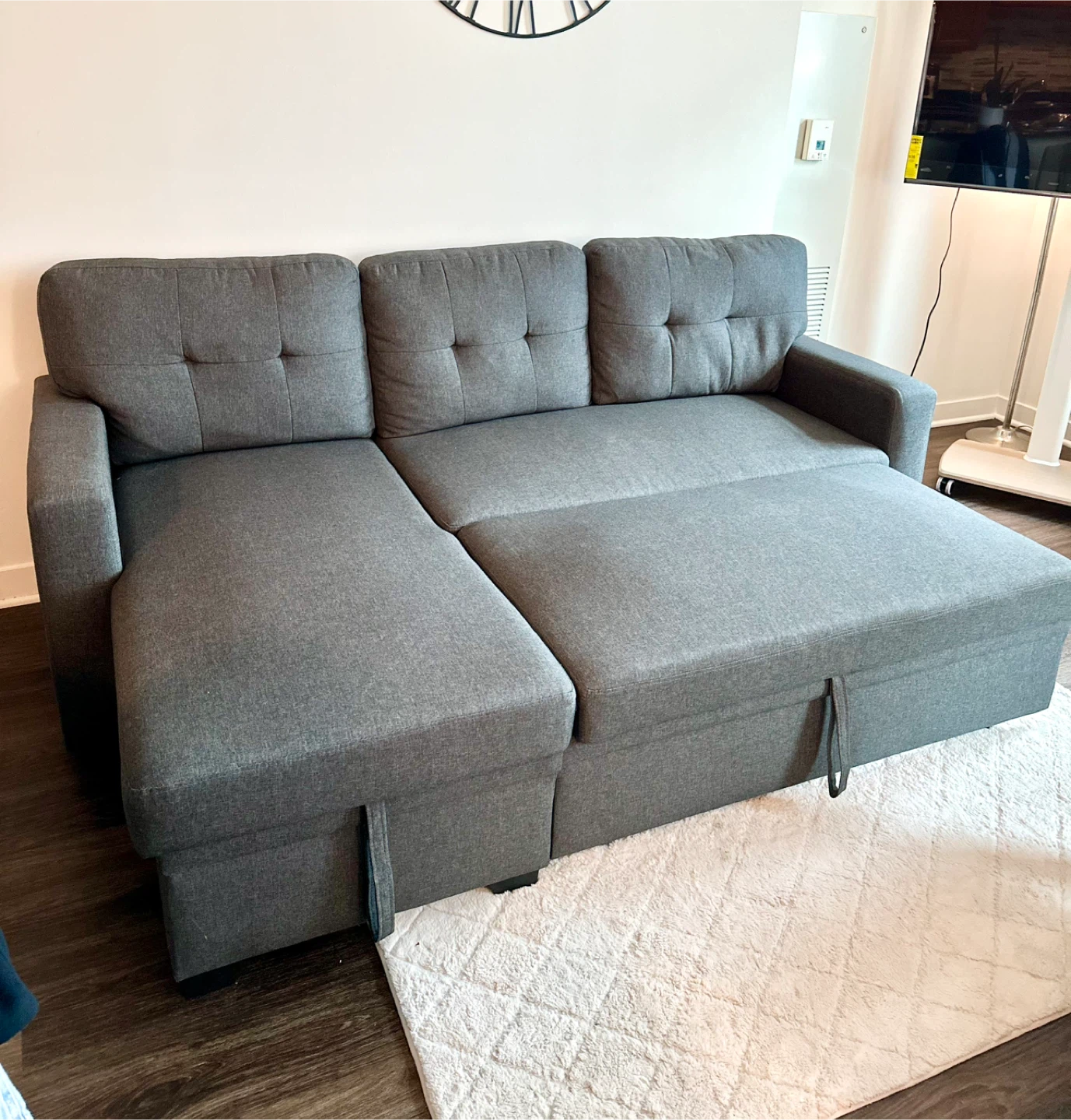 Gray Sectional Sleeper Sofa with Storage - photo 3