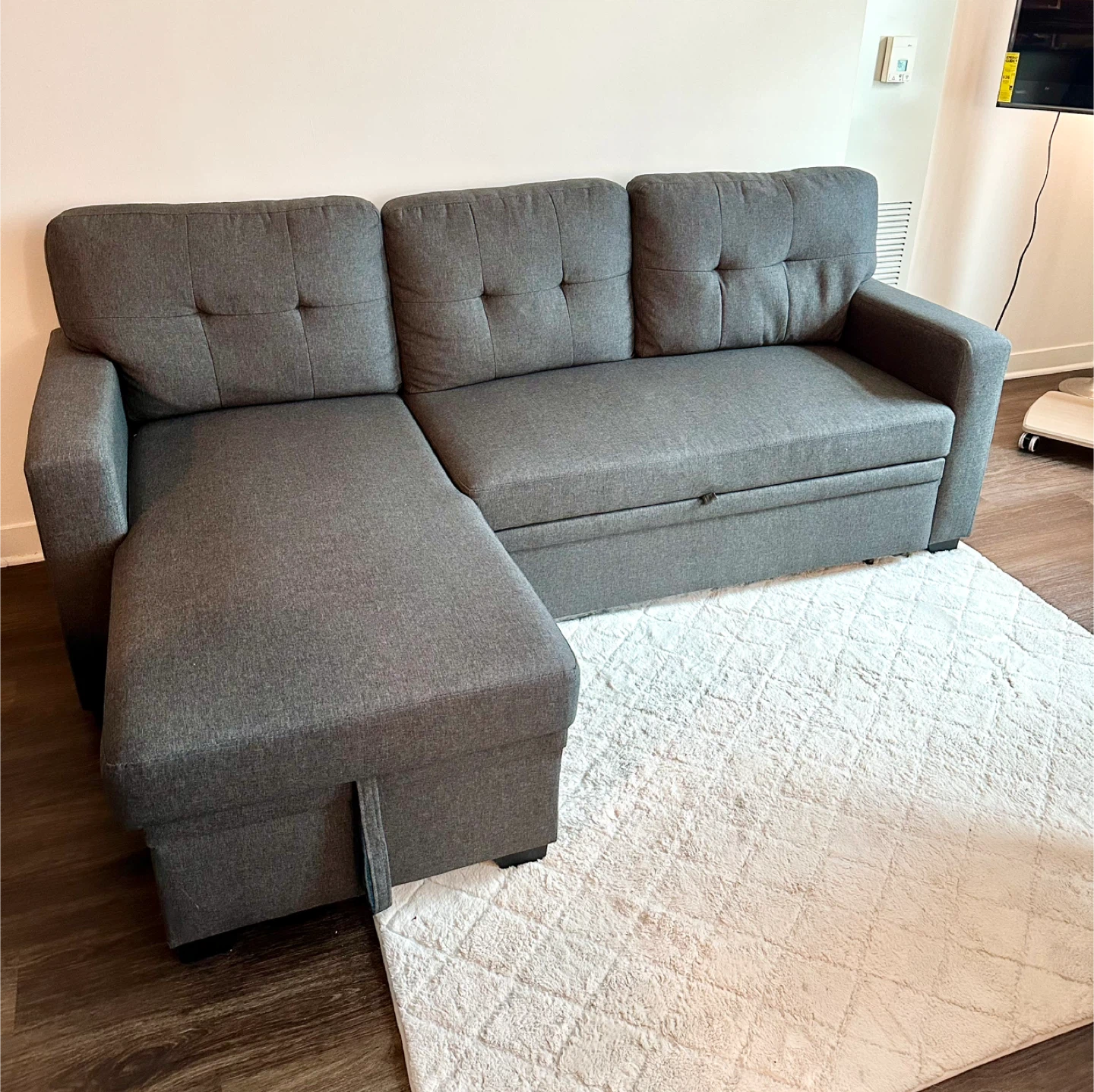 Gray Sectional Sleeper Sofa with Storage