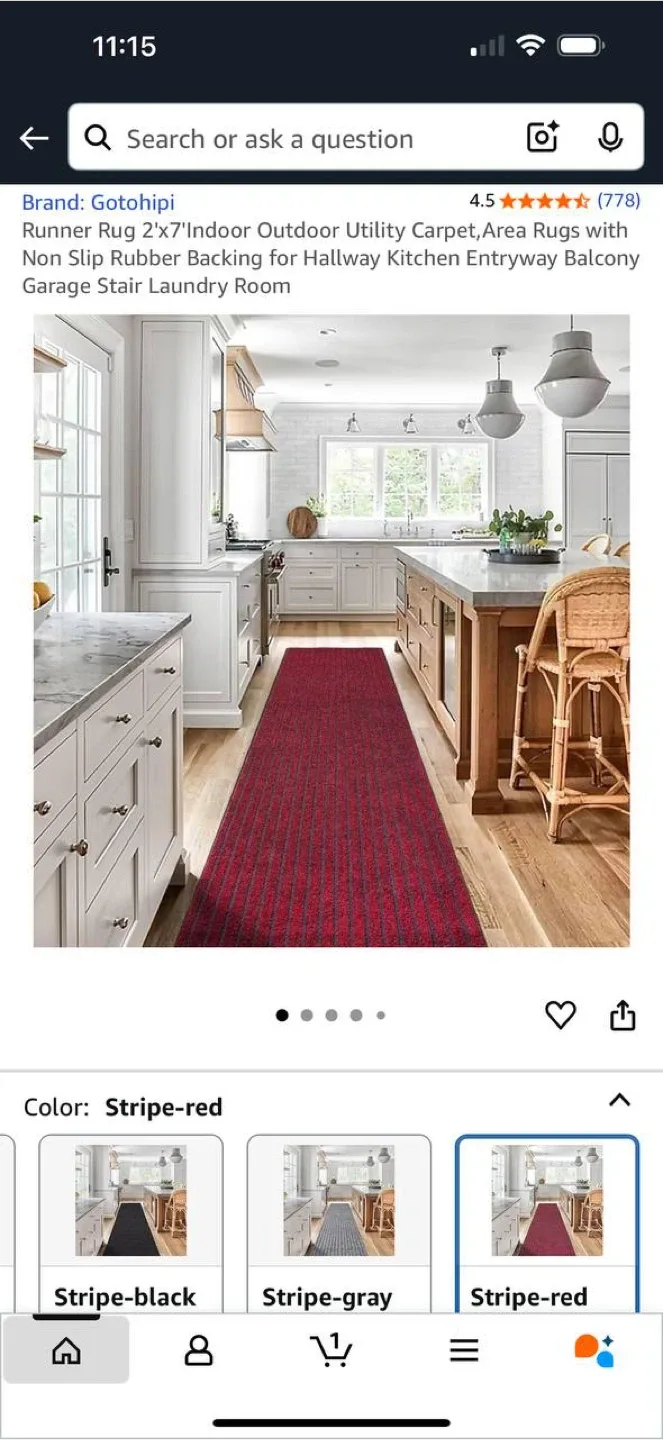 Gotohipi Runner Rug 2x7 ft – Stripe Red – New thumbnail