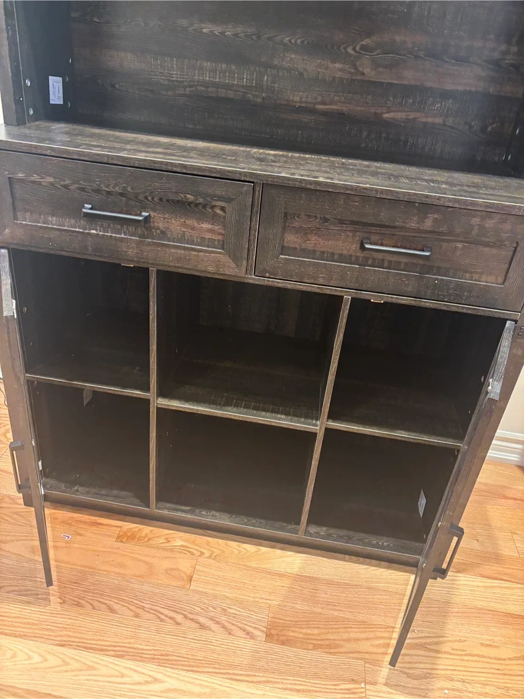 Rustic Brown Hutch Cabinet with Storage and LED thumbnail