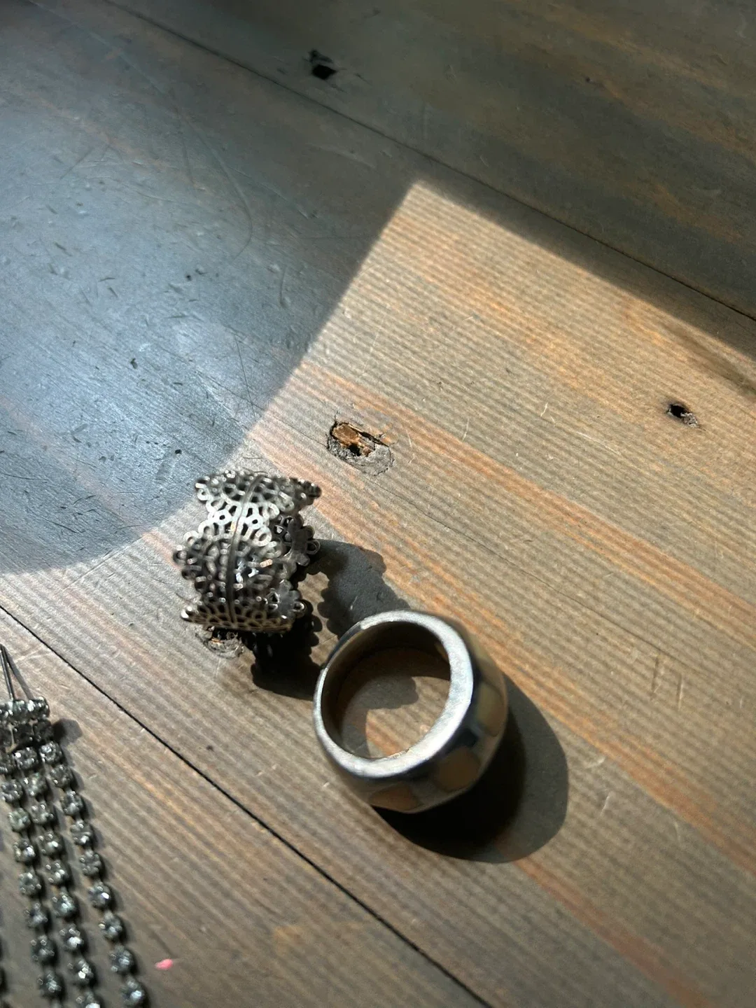 Rhinestone Dangle Earrings & Two Rings image indicator(2)