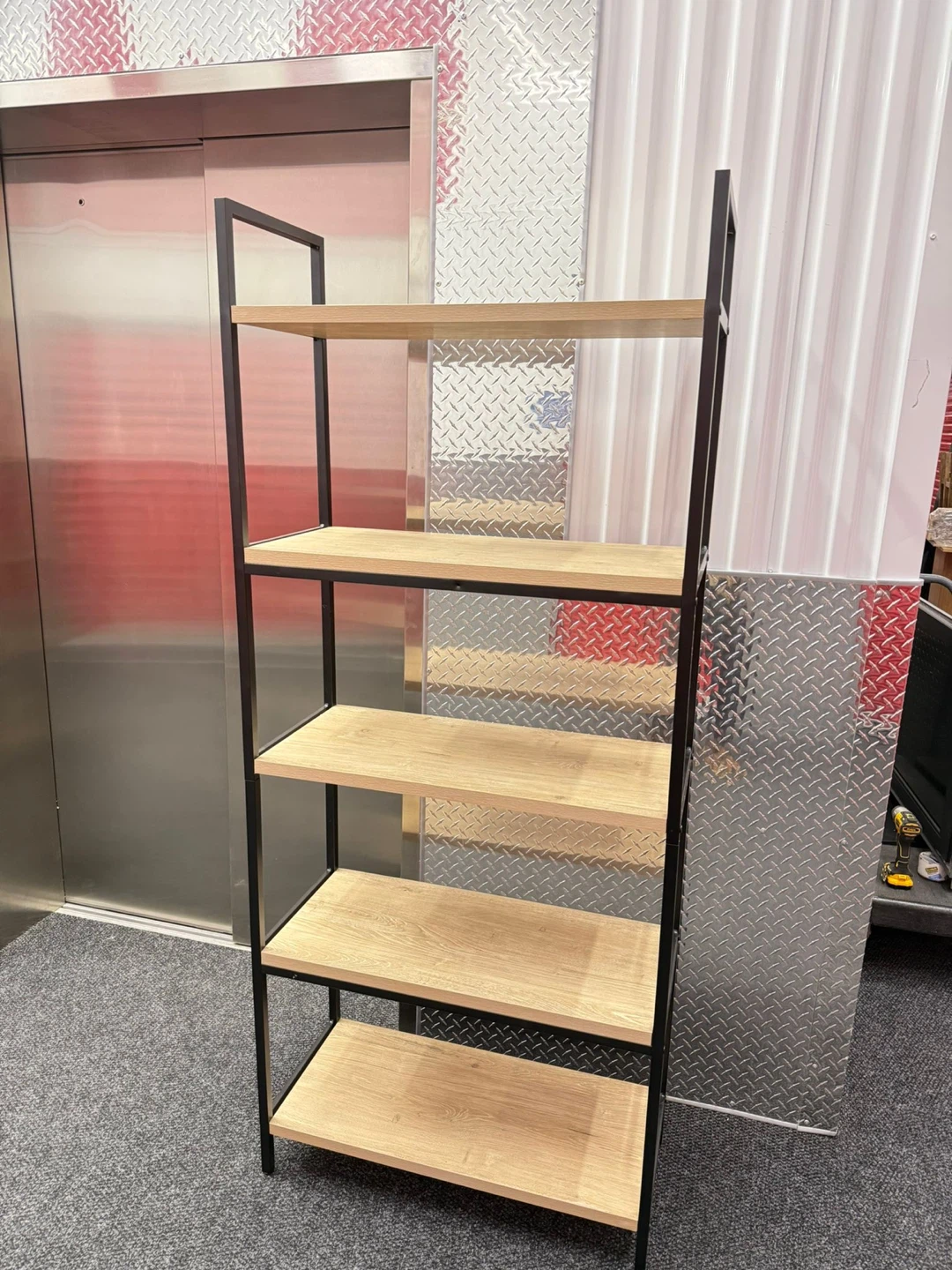 5-Tier Bookshelf - Black Metal Frame