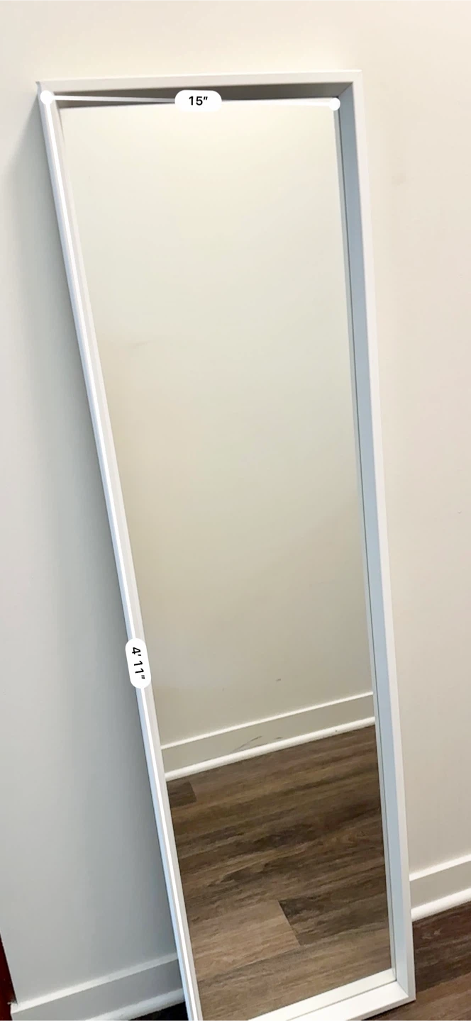 Full Length White Framed Mirror 4'11" x 15" - photo 3
